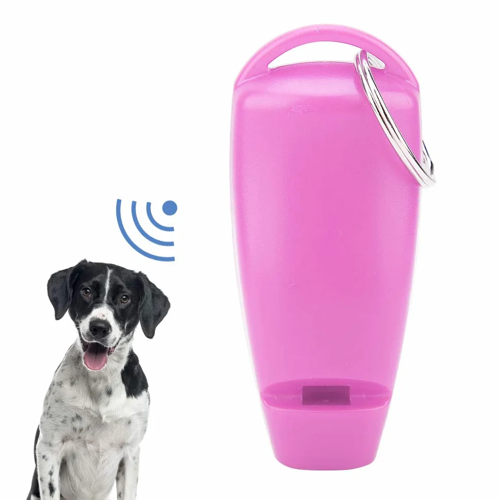 Akozon Zerodis Trener Zwierzęcy Keyring, Puppy Clicker Whistle Dog Training Obedience Cat Pomoc Kliknij i Tool Guide dla psów (różowy) (Pink)