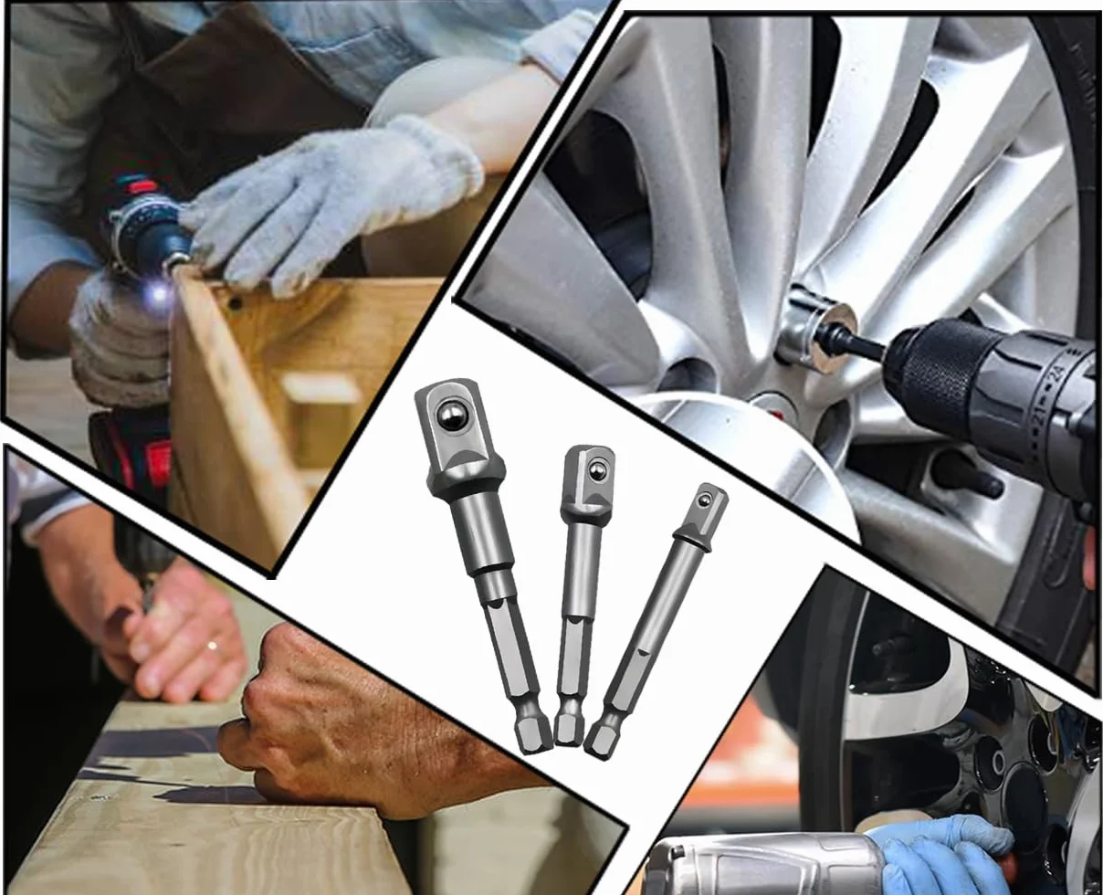 8-częściowy zestaw adapterów do kluczy nasadowych 1/2", 1/4", 3/8", zestaw adapterów do kluczy nasadowych z łbem nasadowym, do grzechotek, kluczy nasadowych