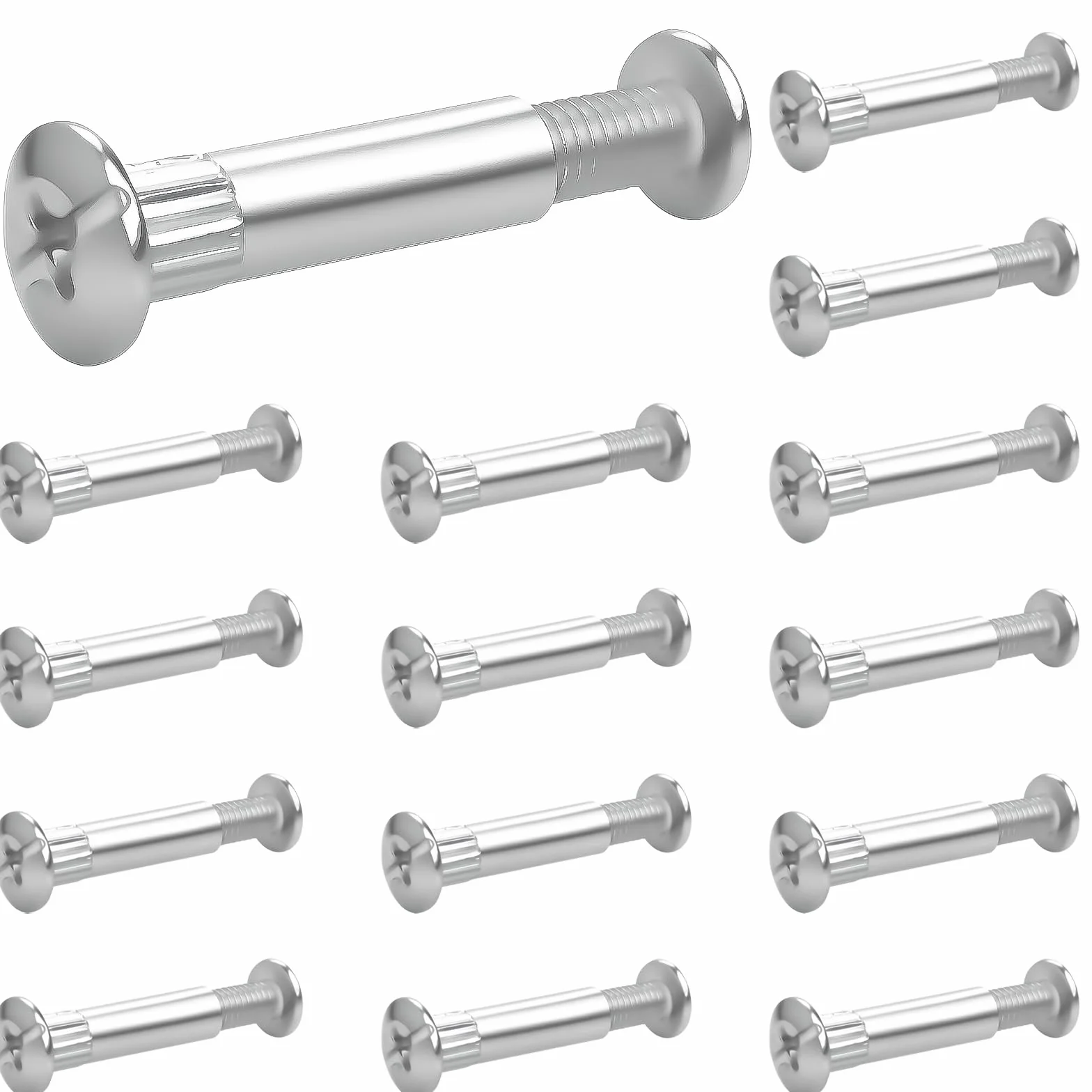 60 sztuk śrub łączących M6 32-42 mm, łączniki meblowe, śruby do szafek (30 x śruby meblowe, 30 x śruby tulejkowe), śruby łączące meble, szafki, deski drewniane