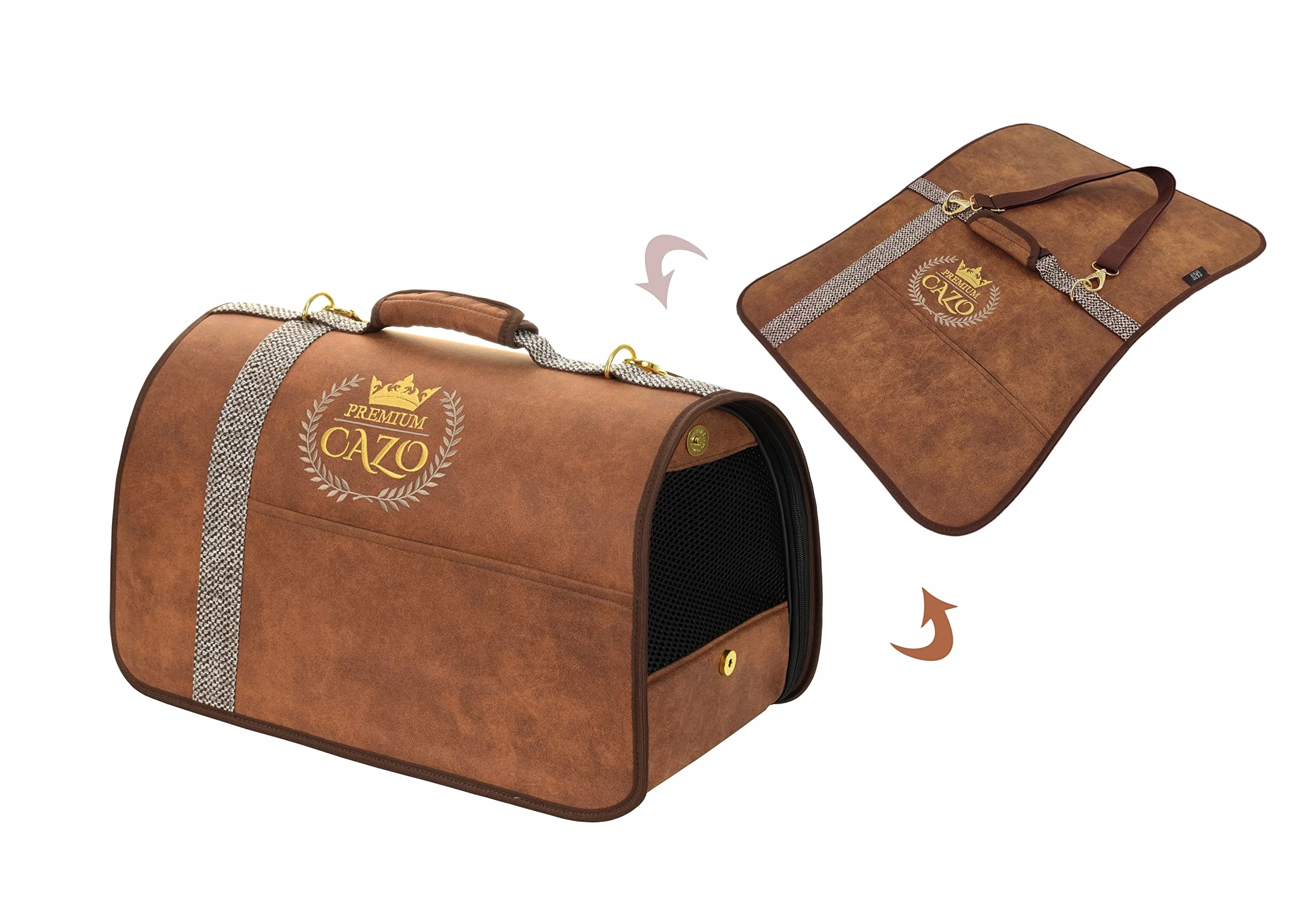 Transporter CAZO Premium dla psa lub kota, 50 x 27 x 26 cm, kolor brązowy, LPM0901
