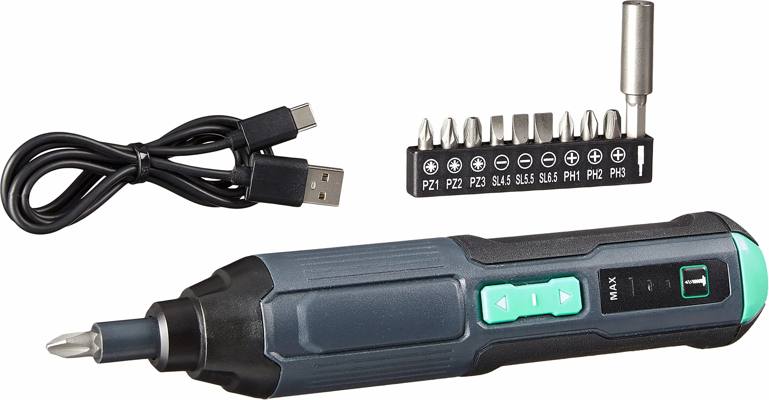 Amazon Basics by SKIL – wkrętarka bezprzewodowa, akumulator, 3,6 V (maks. 4 V) z 10-częściowym zestawem bitów i kablem USB