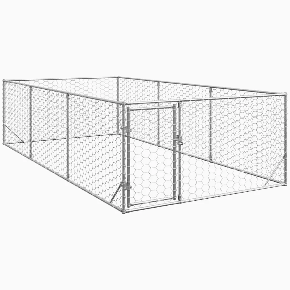 vidaXL Buda dla psa na zewnątrz z drzwiami 2x4x1 m, ocynkowana stal