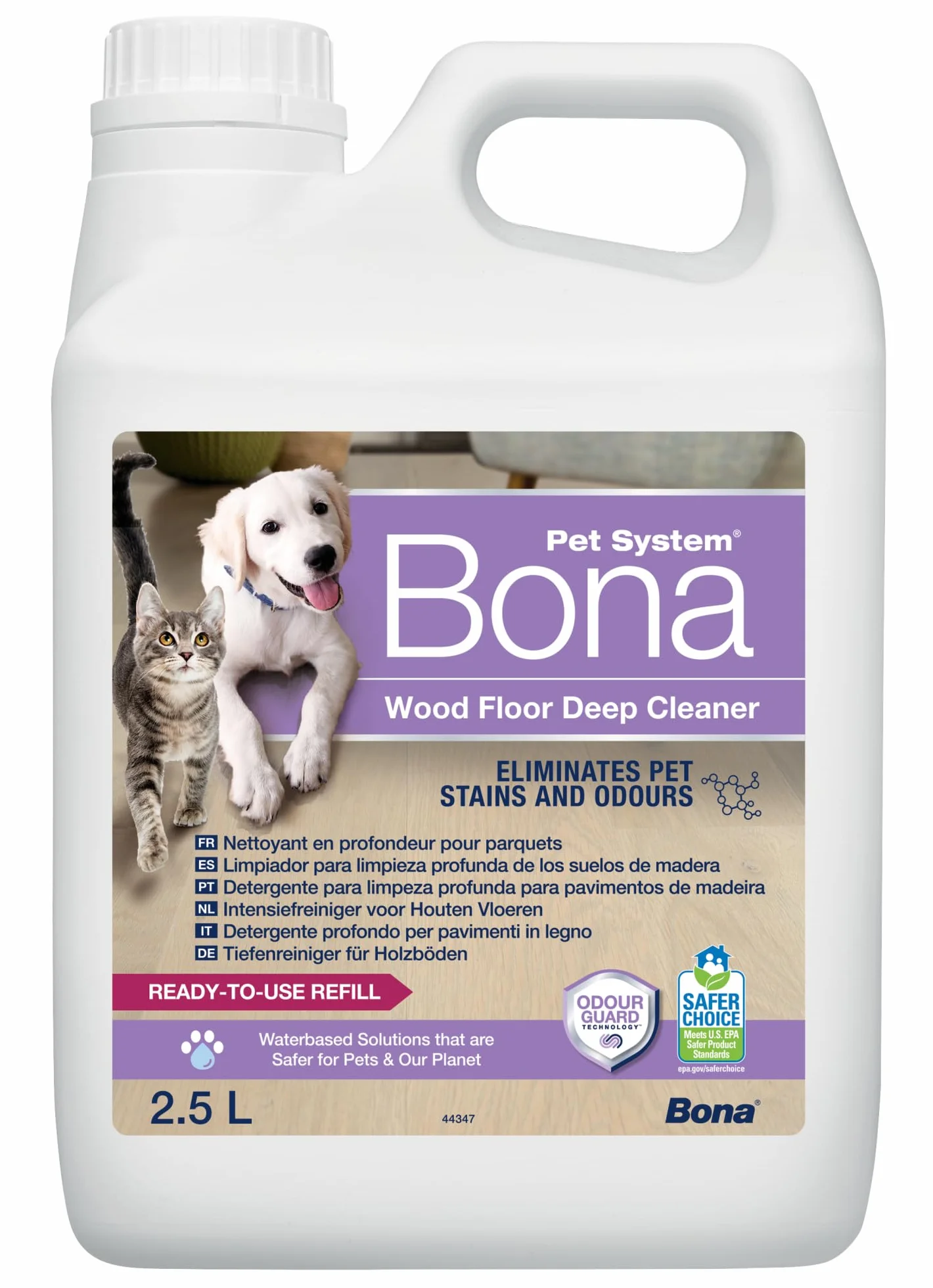 Bona Pet System Intensywny środek czyszczący do podłóg drewnianych, 2,5 l, środek do czyszczenia plam i usuwania zapachów, środek do usuwania nieprzyjemnych zapachów, środek do usuwania zapachu moczu,