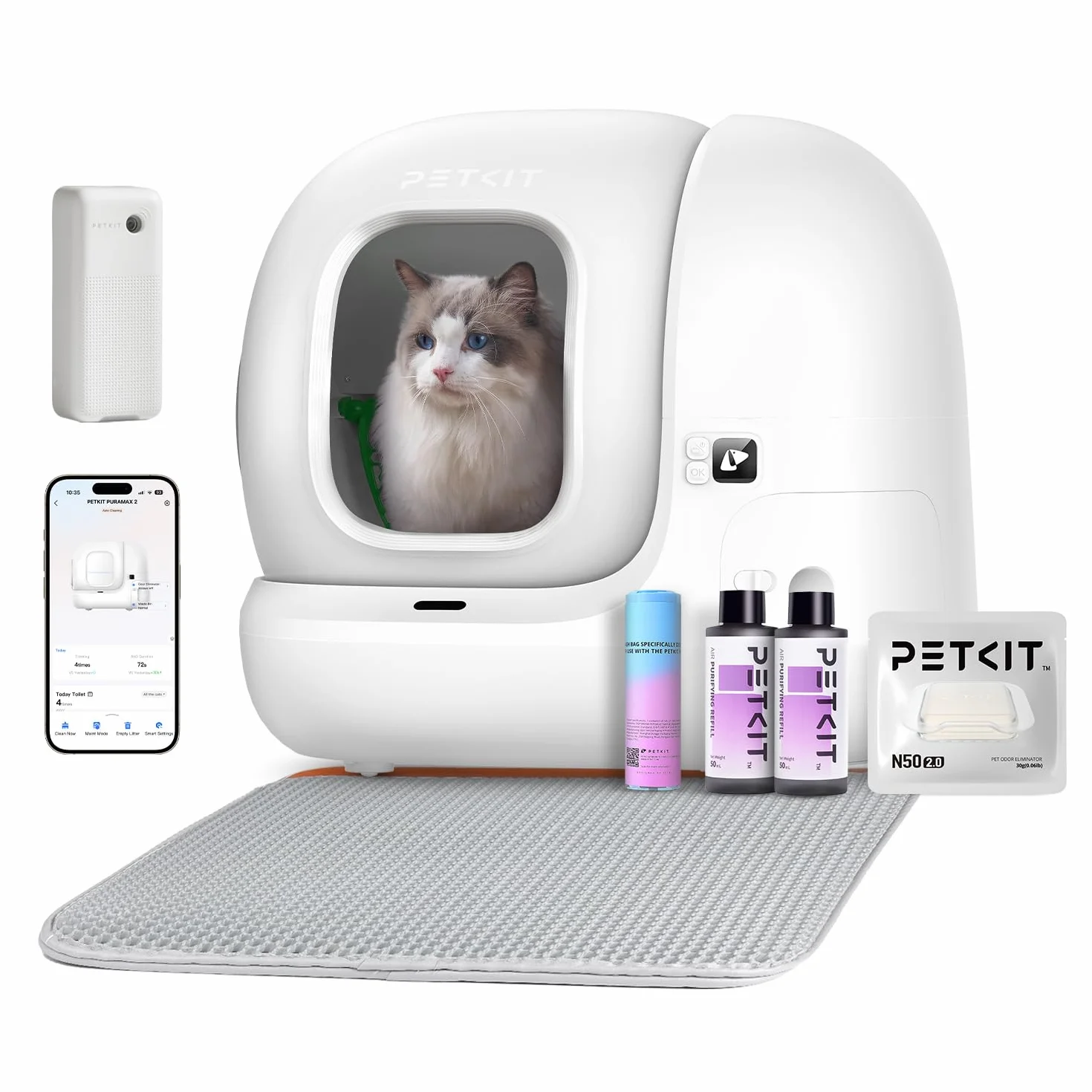PETKIT Pura Max 2 Samoczyszcząca Kuweta dla Kota, Duża Objętość, xSecure/Eliminacja Nieprzyjemnych Zapachów/Aplikacja Control, Automatyczna Kuweta dla Kota