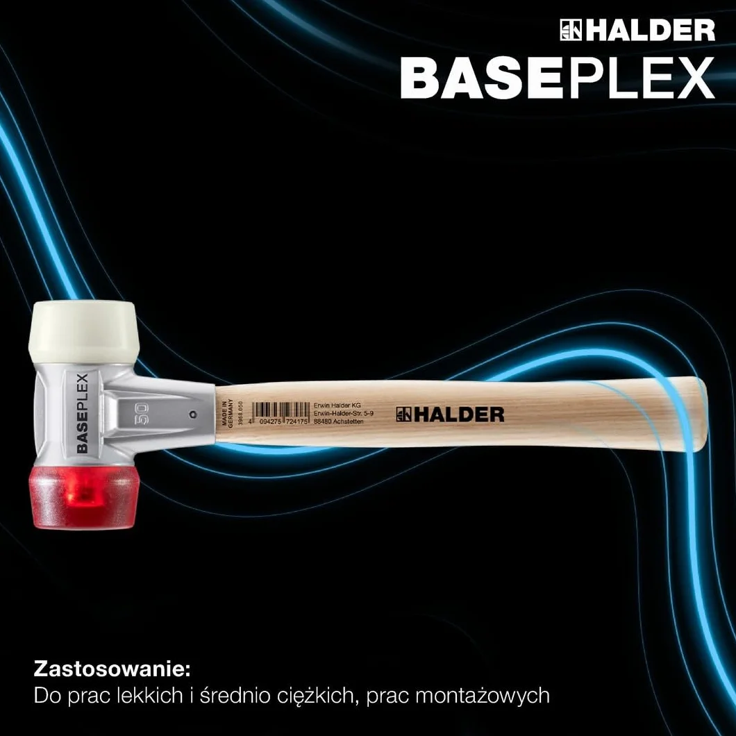 Młotek z miękkim obuchem BASEPLEX CA/nylon 40mm 0,5kg HALDER