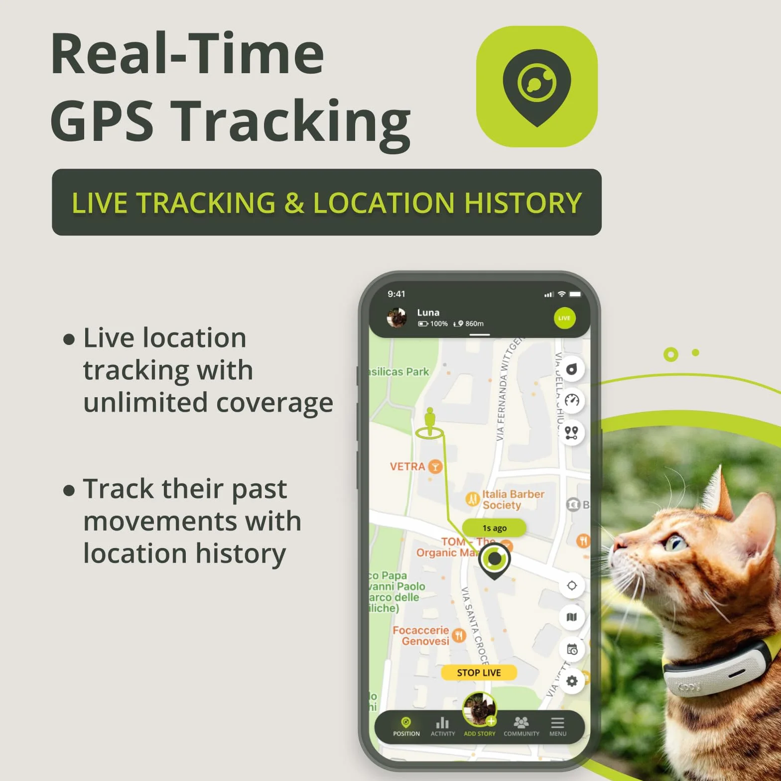 Kippy CAT GPS dla kotów z obrożą lokalizator monitor zdrowia i aktywności antydławieniowy alerty wirtualne granice