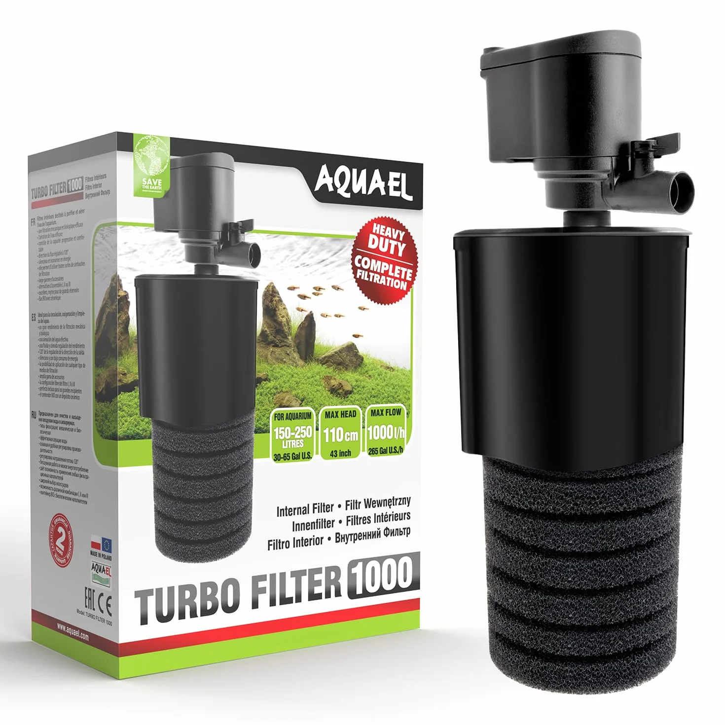 Filtr Turbo 1000 wewnętrzny do akwarium 150-250 l 1000 l/h 11 W