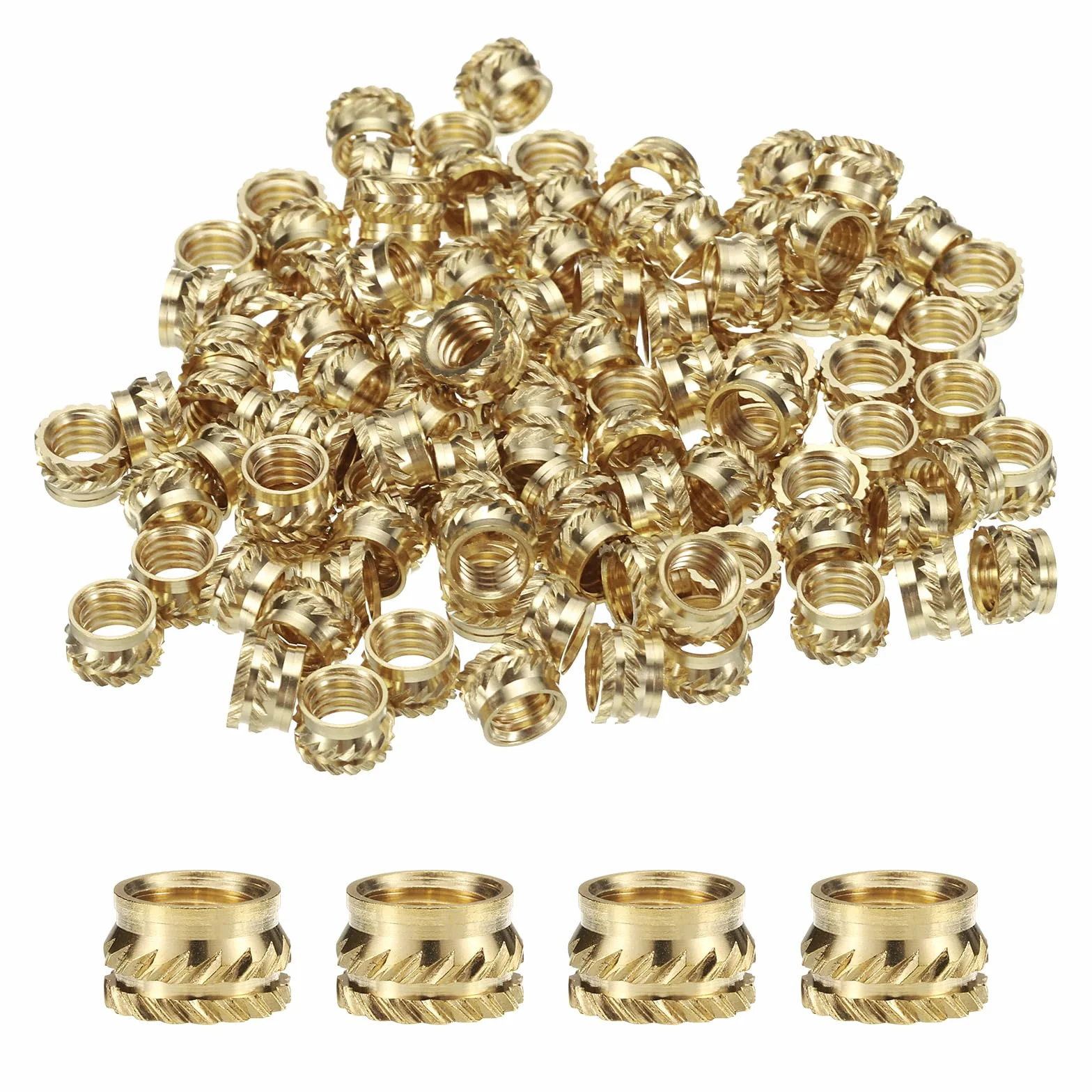 QUARKZMAN 50 sztuk M6 wkładki gwintowane z mosiądzu Heat Set Insert M6x5mm, średnica zewnętrzna 8mm, nakrętki gwintowane z 3D-Druku, żeńskie wkładki gwintowane, nakrętki