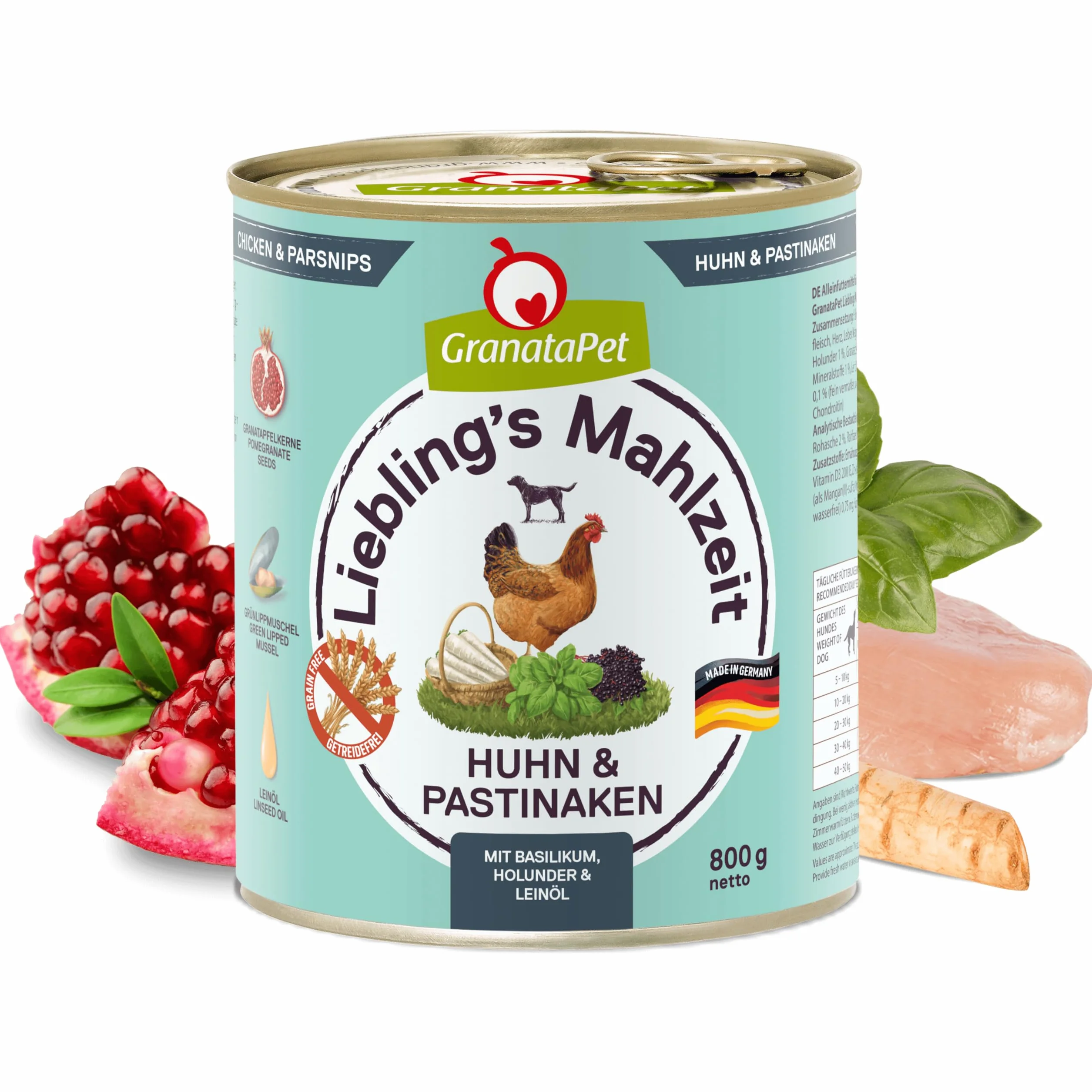 GranataPet Liebling’s Mahlzeit Angus Kurczak i Pasternak w puszkach Karma dla Psa 6 x 800 g