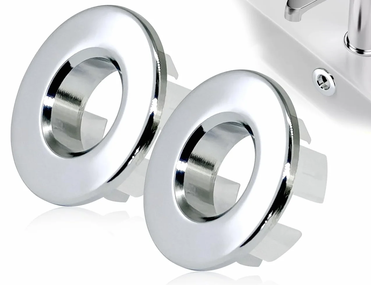 KAPSING 2 szt. Okrągła mosiężna pokrywa przelewowa do zlewu kuchennego, srebrny, 22-24 mm