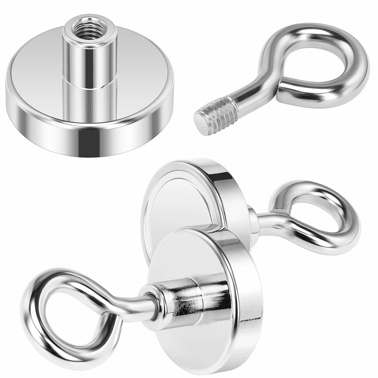 Wukong Bardzo mocne, okrągłe haczyki z magnesem neodymowym 32 mm, 4 szt., 35 kg (77 lb), do kuchni, magazynu i na zewnątrz