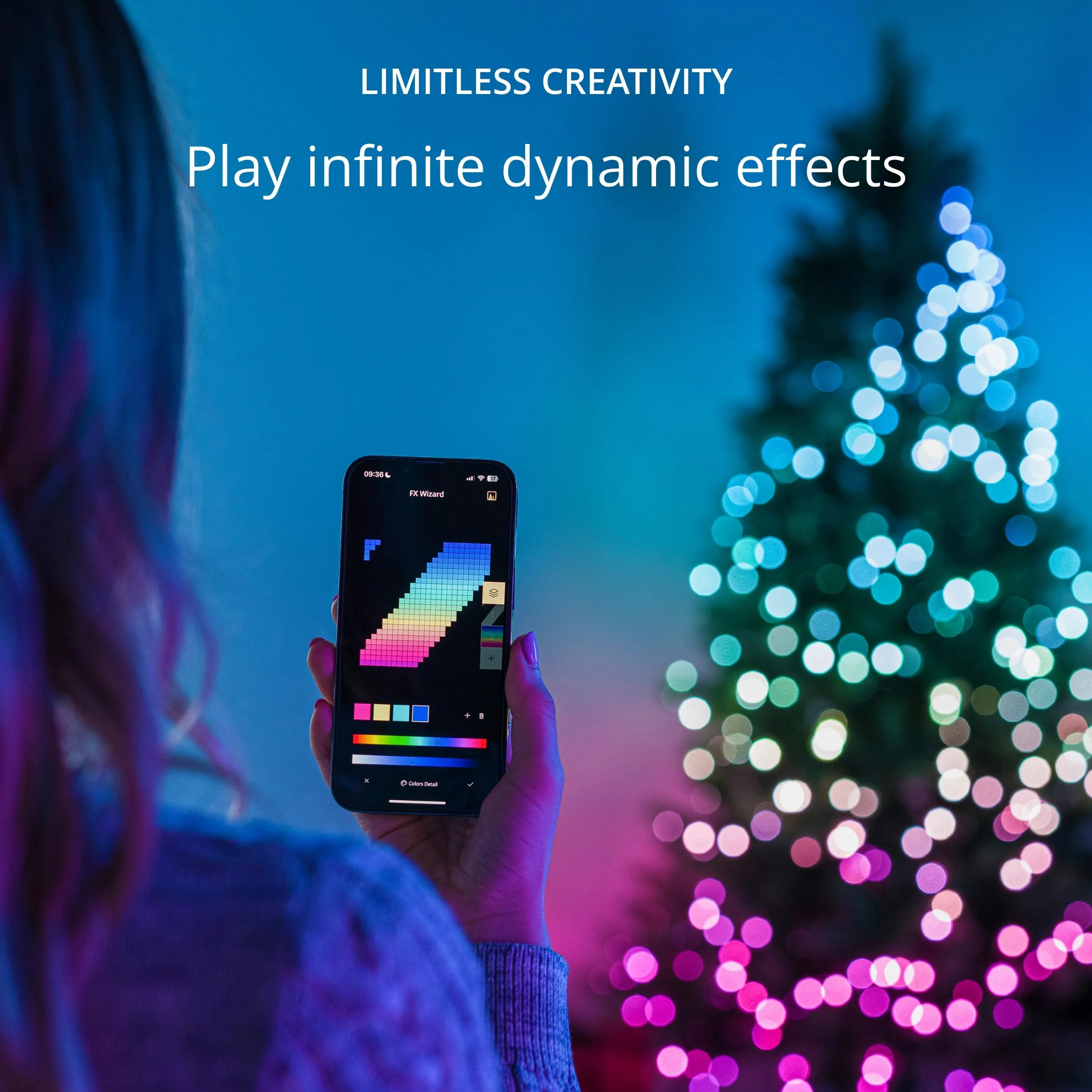 Twinkly Struny z USB-C Pearls 100 diod LED, wielokolorowe świąteczne lampki RGB, kompatybilne z Alexą, Google Home, możliwość zmiany oświetlenia, zasilanie USB C, zielony drut, 6 m