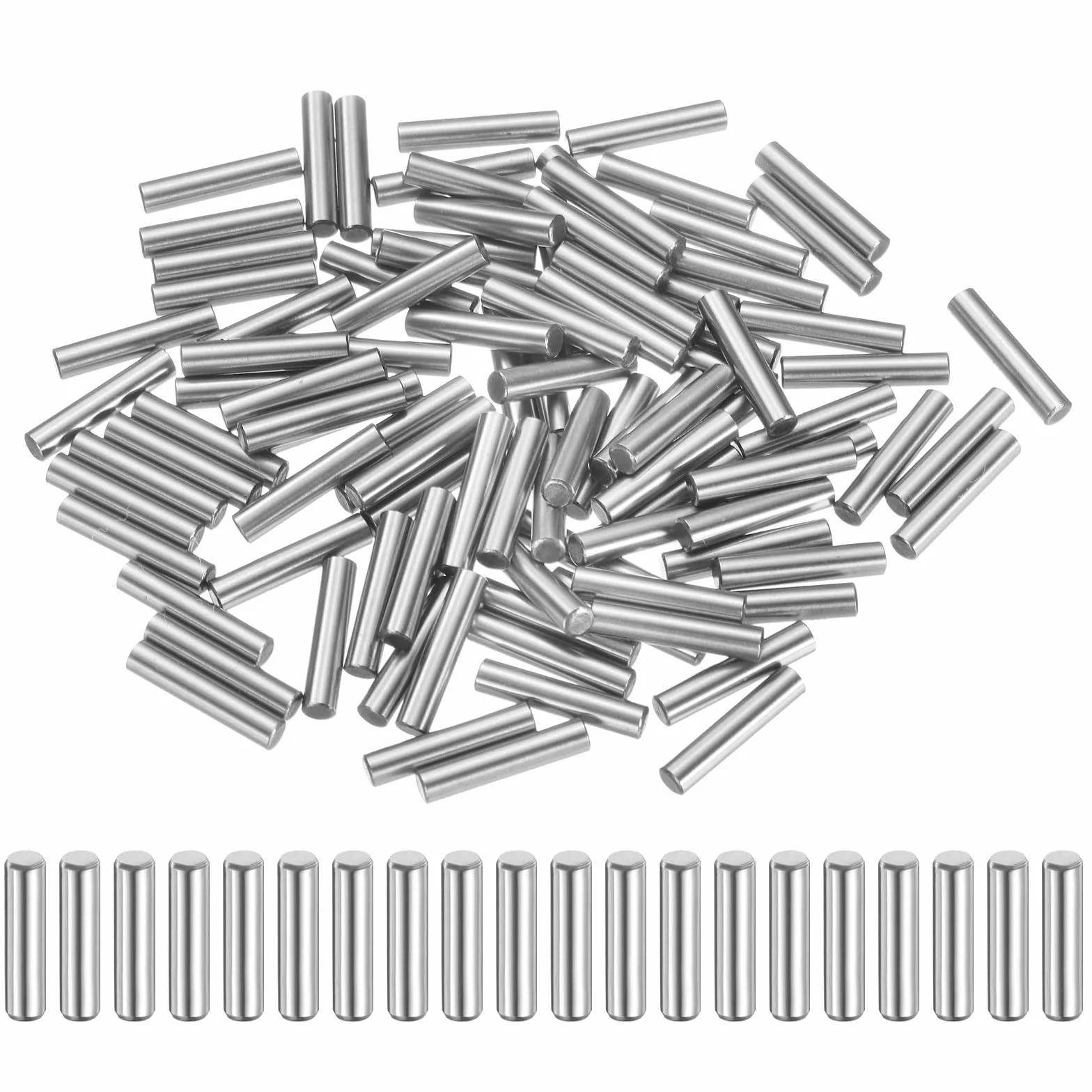 QUARKZMAN 100 szt. 3 mm x 16 mm, stal łożyskowa, cylindryczne trzpienie do regałów, elementy mocujące, metalowe kołki do regałów, tolerancja +/-0,02 mm, kolor srebrny