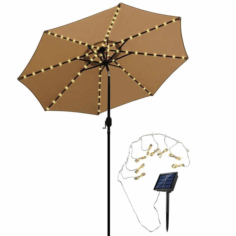 Solar Parasol Oświetlenie z Pilotem 104 LED 8 Trybów Fairy Lights Parasol Light na Patio Zewnętrzne i Wewnętrzne Oświetlenie Dekoracyjne