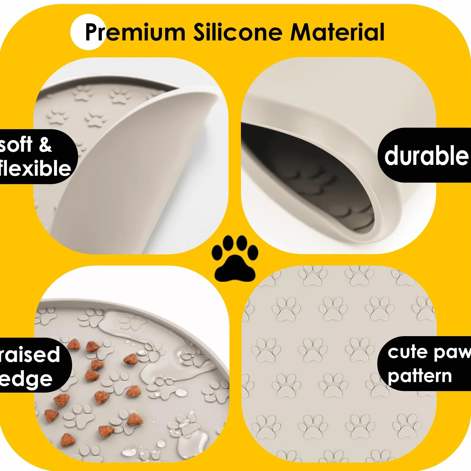 2 sztuki Podkładka pod miskę dla psów i kotów [28 x 28 cm], podkładka pod miskę dla psa, mata na karmę z silikonu, wodoodporna, antypoślizgowa podkładka z krawędzią, nadaje się do mycia w