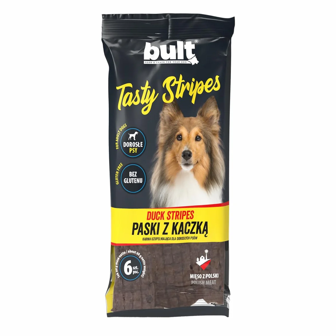 BULT, Przysmaki dla Psa, Paski z Kaczką, Bezglutenowe, 150g, Dla Dorosłych Psów, 6 szt., Karma Uzupełniająca, Z Polskiego Mięsa
