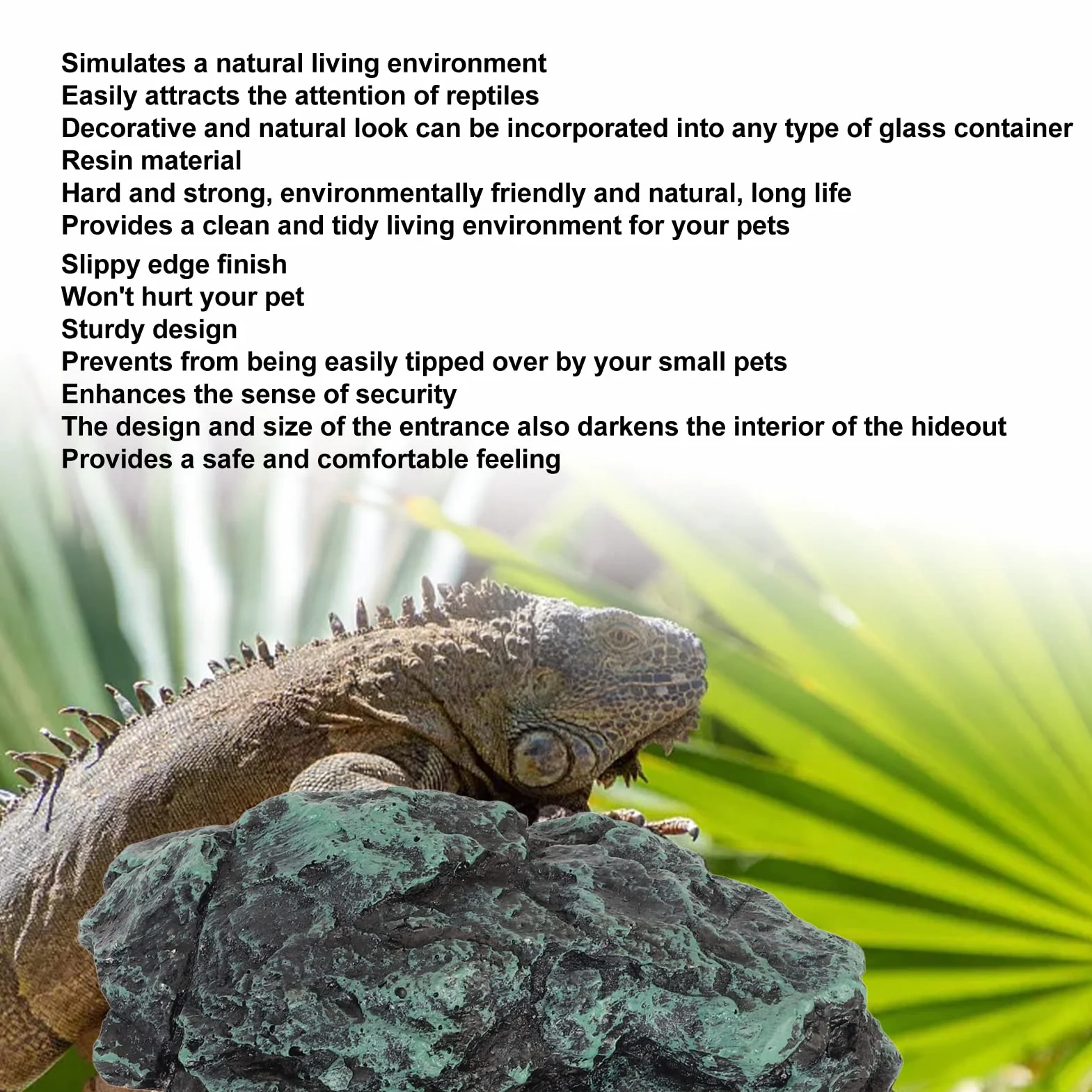 Realistyczne schronienie z żywicy dla gekonów, żab, węży i pająków – dekoracja do terrarium, 1 szt.