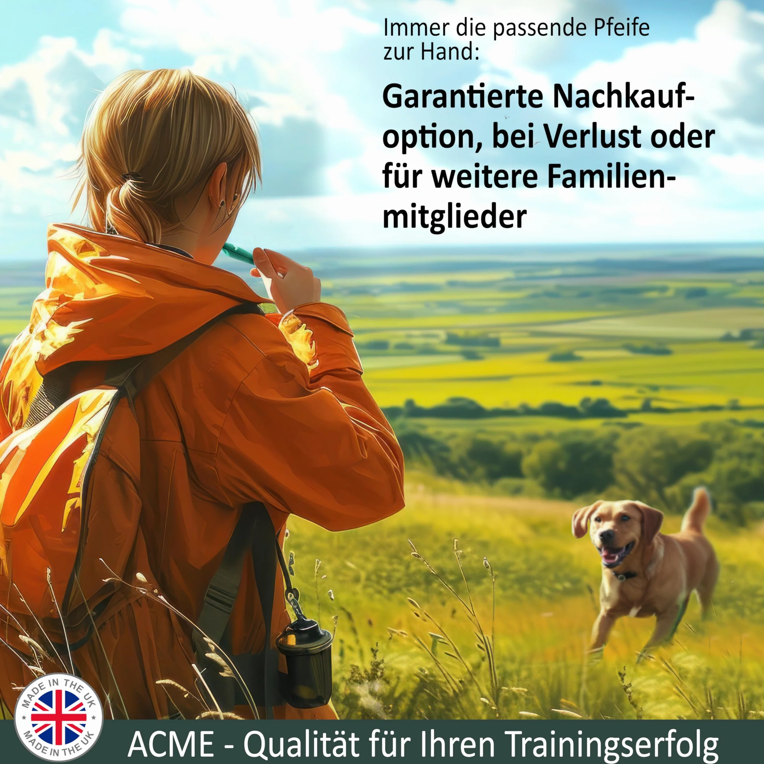 ACME Gwizdek dla Psa nr 211,5 + gratis smycz | oryginał z Anglii | Idealna do szkolenia psów | wytrzymały materiał | częstotliwość znormalizowana | głośny i daleko (Baltic Blue)