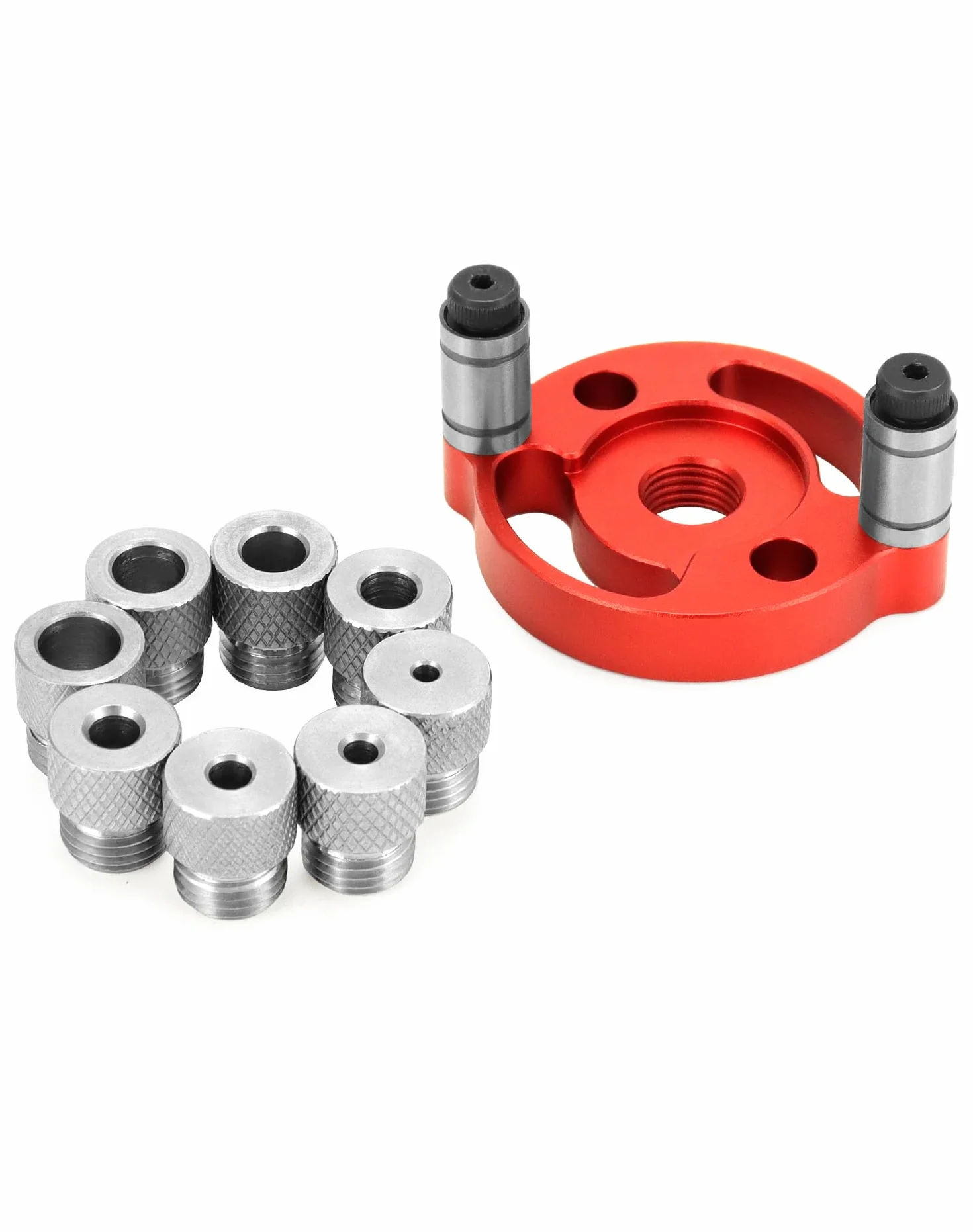 QWORK® Przyrząd do wiercenia w drewnie, przyrząd do centrowania otworów z wiertłami 3/4/5/6/7/8/9/10 mm i tulejkami wiertniczymi