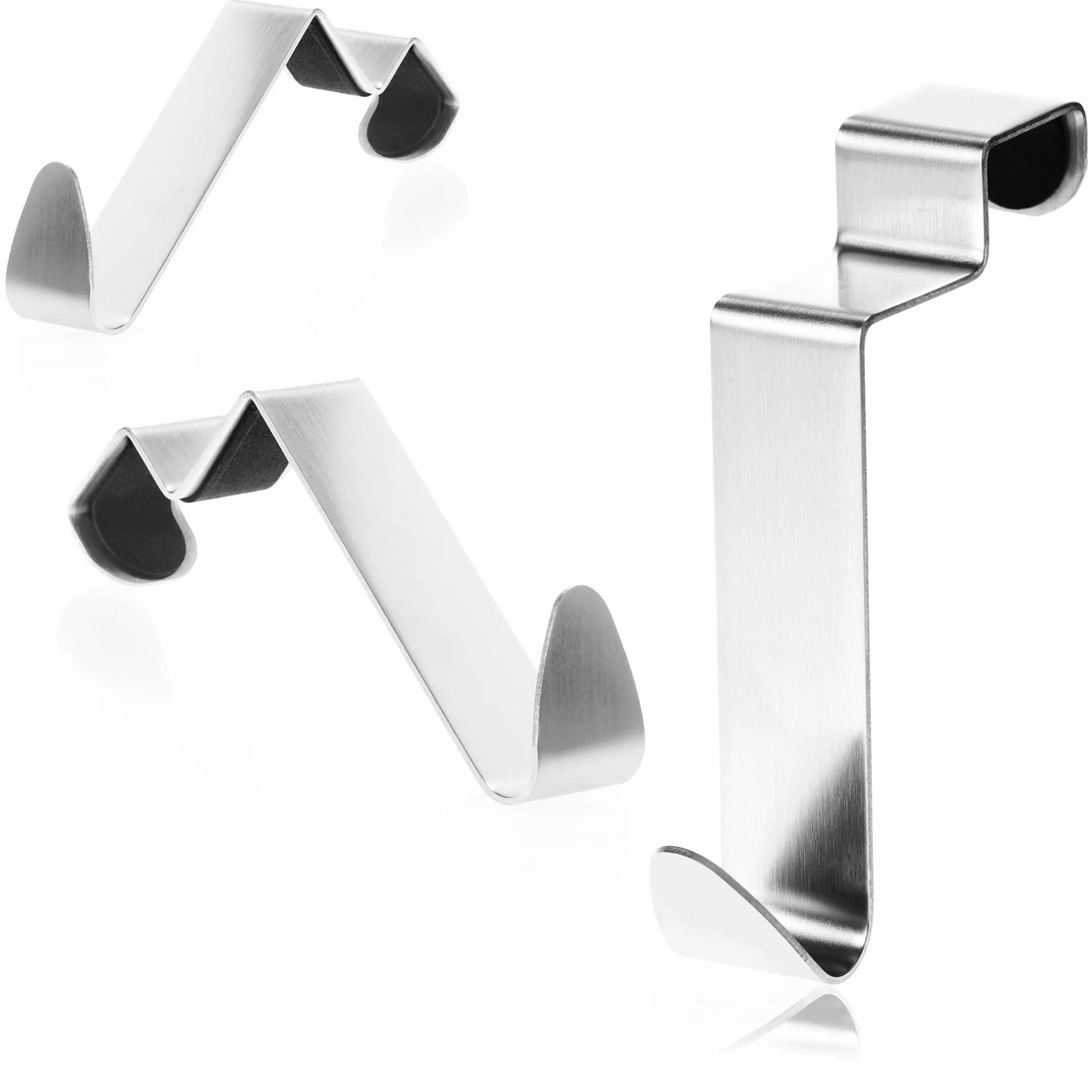 COM-FOUR® 4x Haczyki na drzwi ze stali nierdzewnej - haczyk na ubrania z oslona z pianki - haczyk na ubrania do szafy i drzwi pokojowych - 9 cm (04 szt. - stal nierdzewna - pianka)