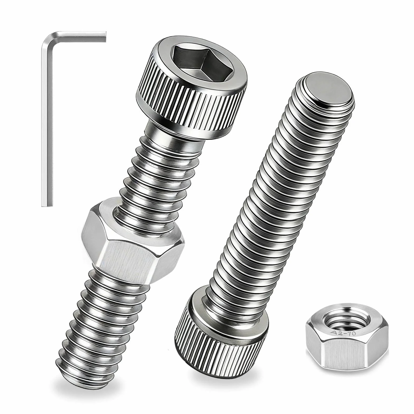 Zestaw śrub cylindrycznych M5 x 50 mm, 30 szt., śruby z łbem cylindrycznym ze stali nierdzewnej, A2 V2A, śruby imbusowe DIN 912, śruby z gniazdem sześciokątnym, śruby z nakrętkami do naprawy