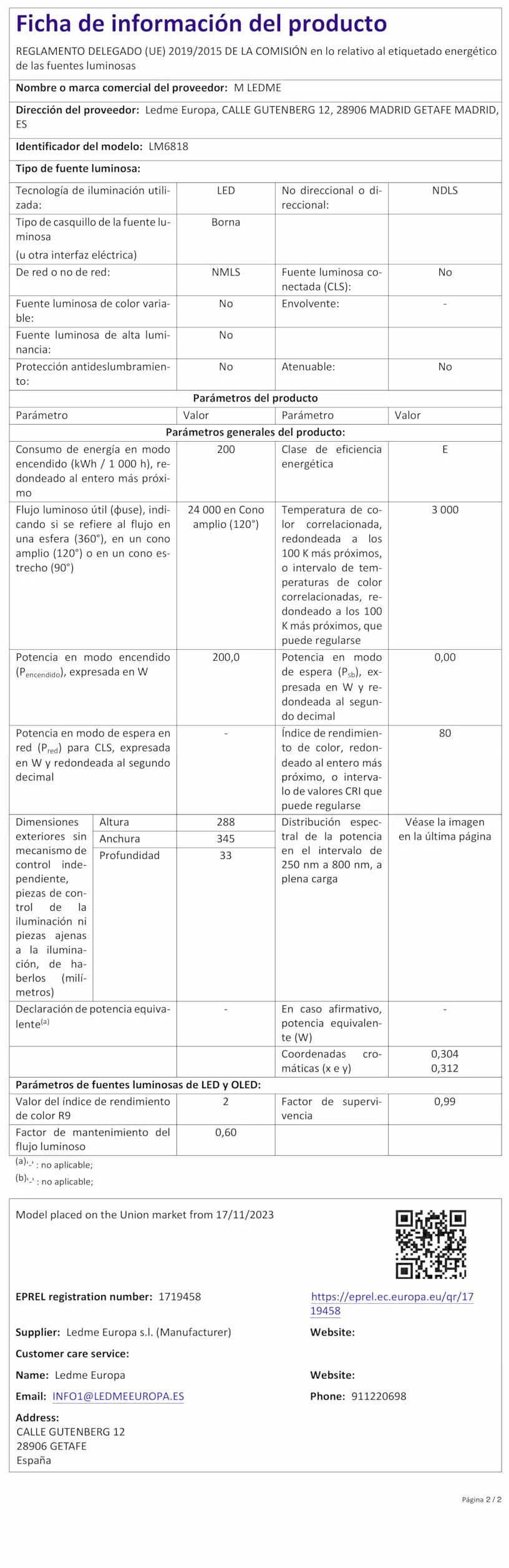 M Ledme - Napoli Plus reflektor Led 200 W, 24000 lumenów, możliwość ściemniania IP65, ciepłe światło (3000 k), oświetlenie zewnętrzne. Zastosowanie do ogrodu, patio, parkingu, hotelu, budynków itp.