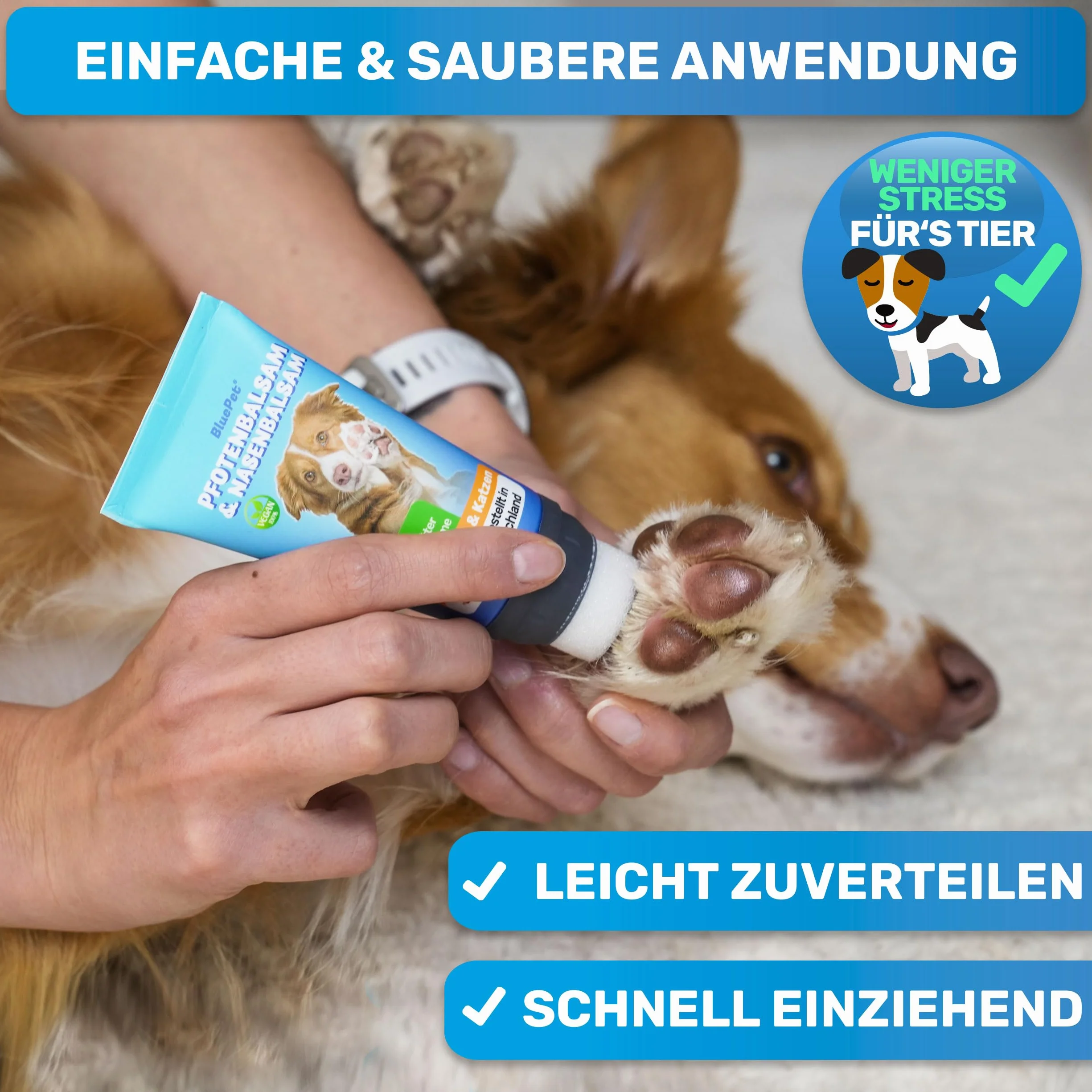BluePet Balsam do łap psa 50 ml – pielęgnacja łap psa przeciwko suchym i popękanym łapom i nosowi – naturalna ochrona i balsam pielęgnacyjny dla psów