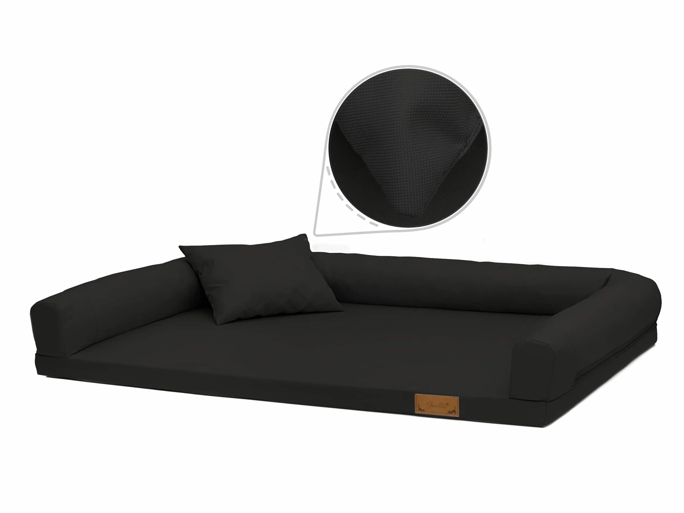 Juelle Ortopedyczne Legowisko dla Dużego psa, ergonomiczny materac z bokami dla dużych psów, Zdejmowany pokrowiec, możliwość prania w pralce, Lucky M-XXL (rozmiar: XL - 130x95 cm, Czarny)
