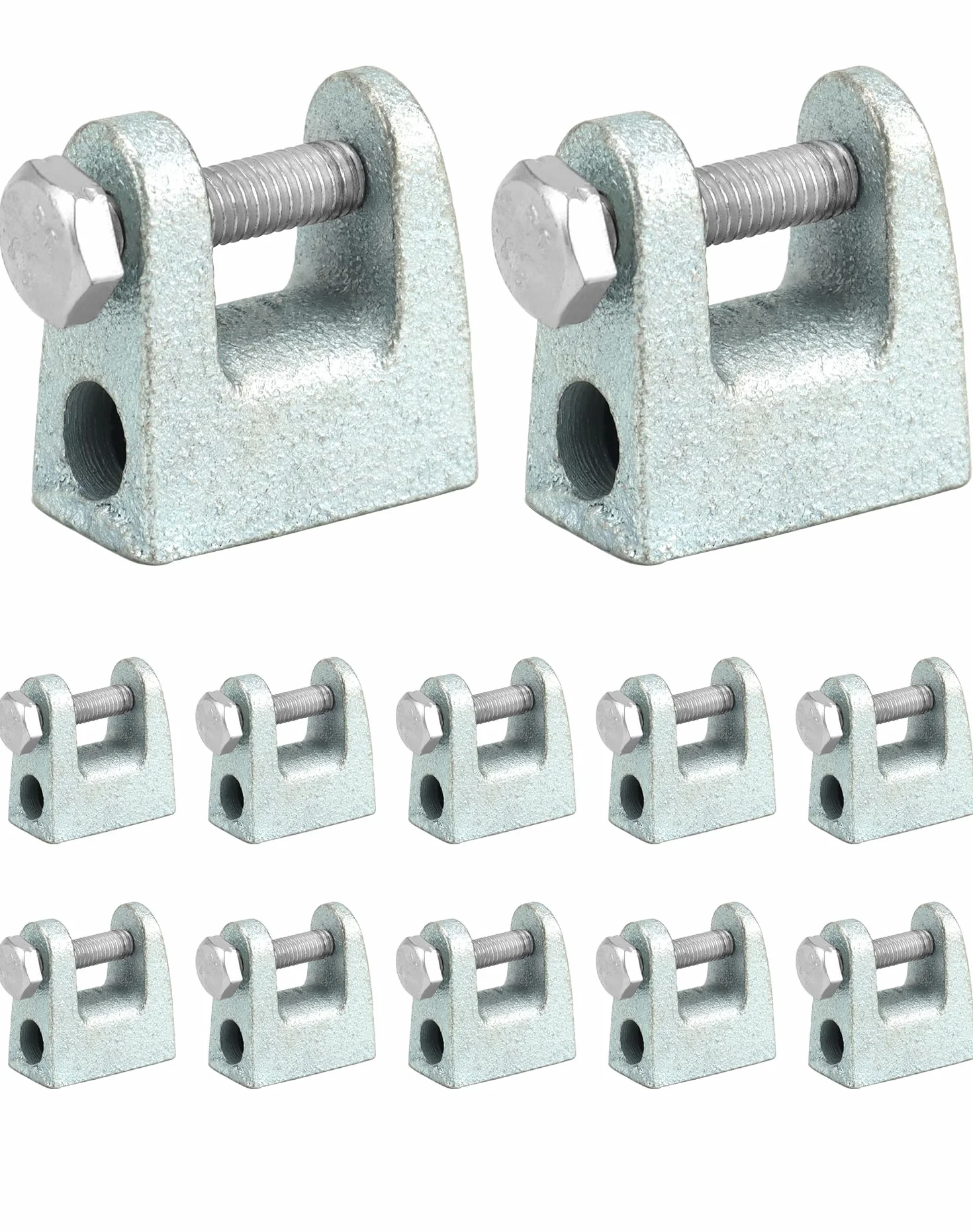 QWORK® 12 sztuk zacisk belki, zacisk na rąbek stojący, stal ocynkowana, M8 (8mm), do budowy mostów, budownictwa