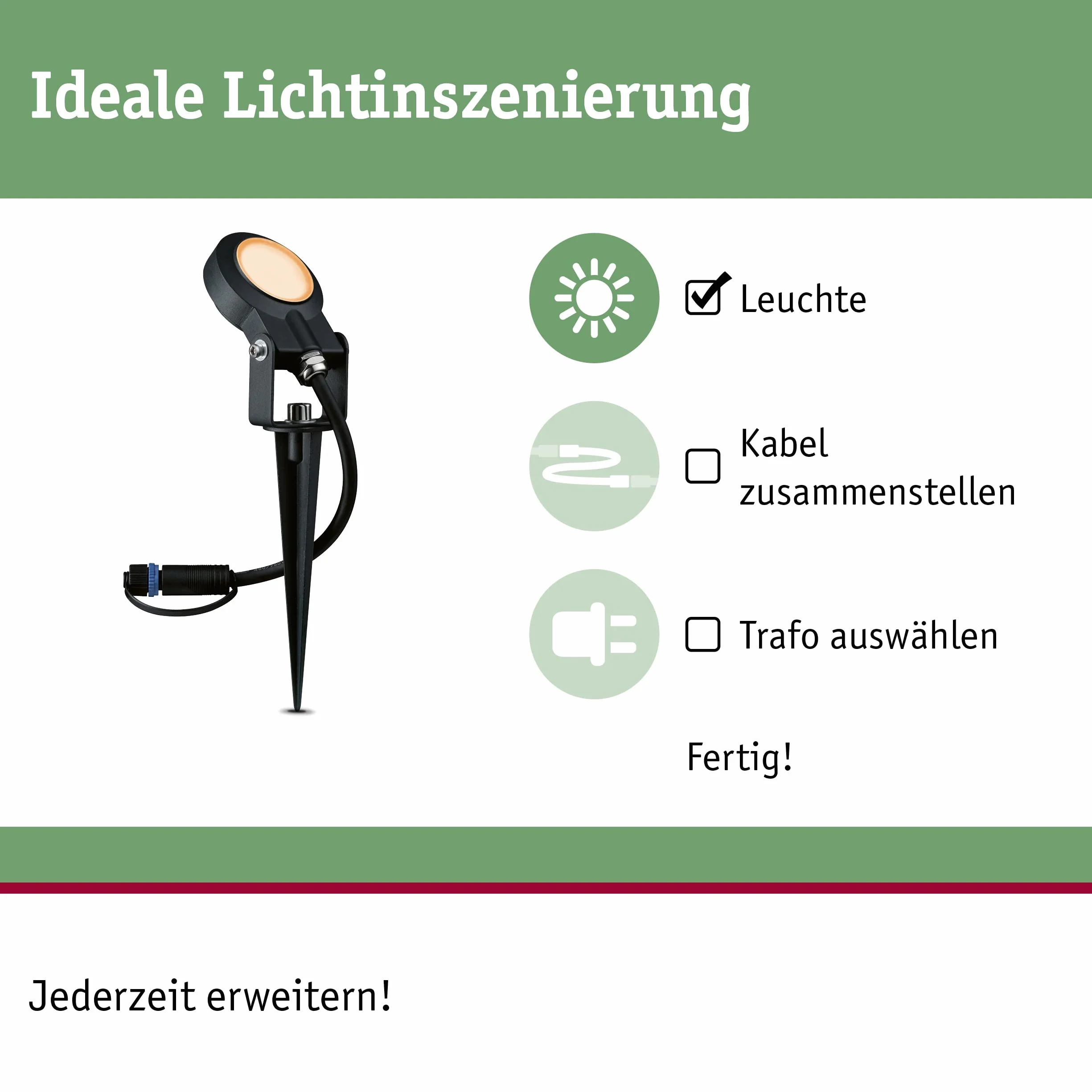 Paulmann 94728 Plug & Shine oprawa zewnętrzna LED reflektor ogrodowy Sting przyjazny owadom IP67 2200K 6,3W Antracyt okrągły ściem. złote światło Alu
