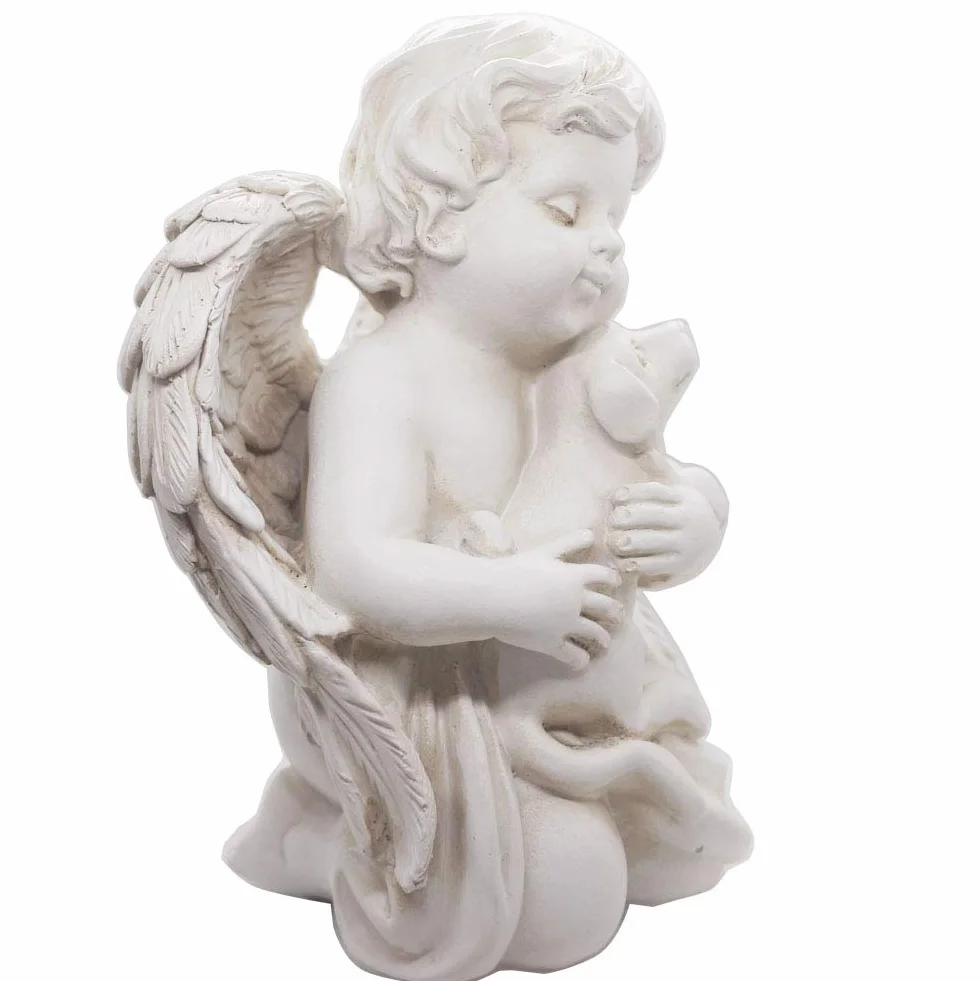 Statuetka Anioł z psem 18 cm pomnik wewnątrz na zewnątrz dom ogród