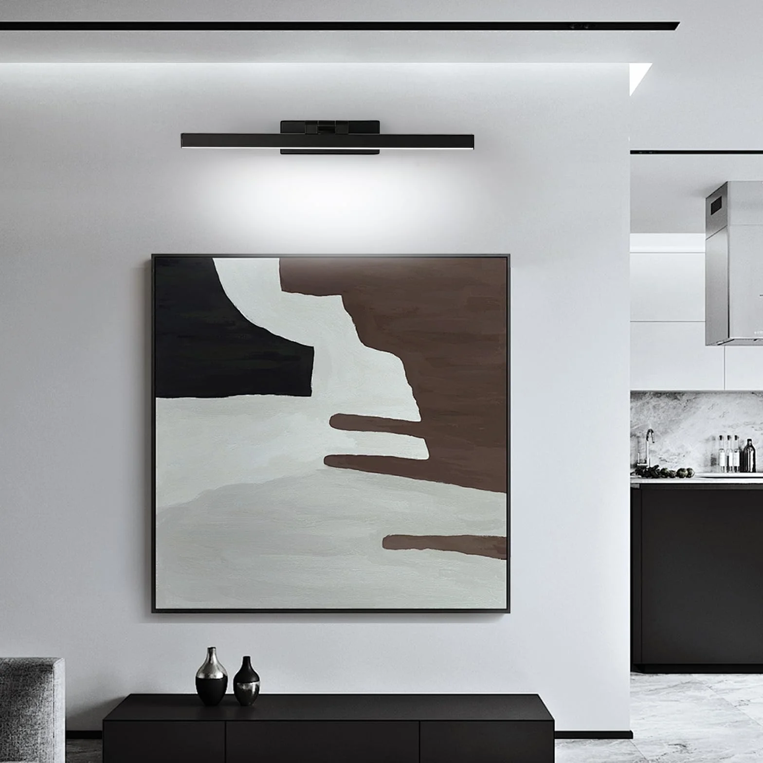 Comely Lampa Lustrzana Łazienkowa 9W 1100LM 220V, 40cm Lampa Lustrzana Kinkiet LED, Zimna Biel 6500K Oprawa Łazienkowa IP40, Czarny