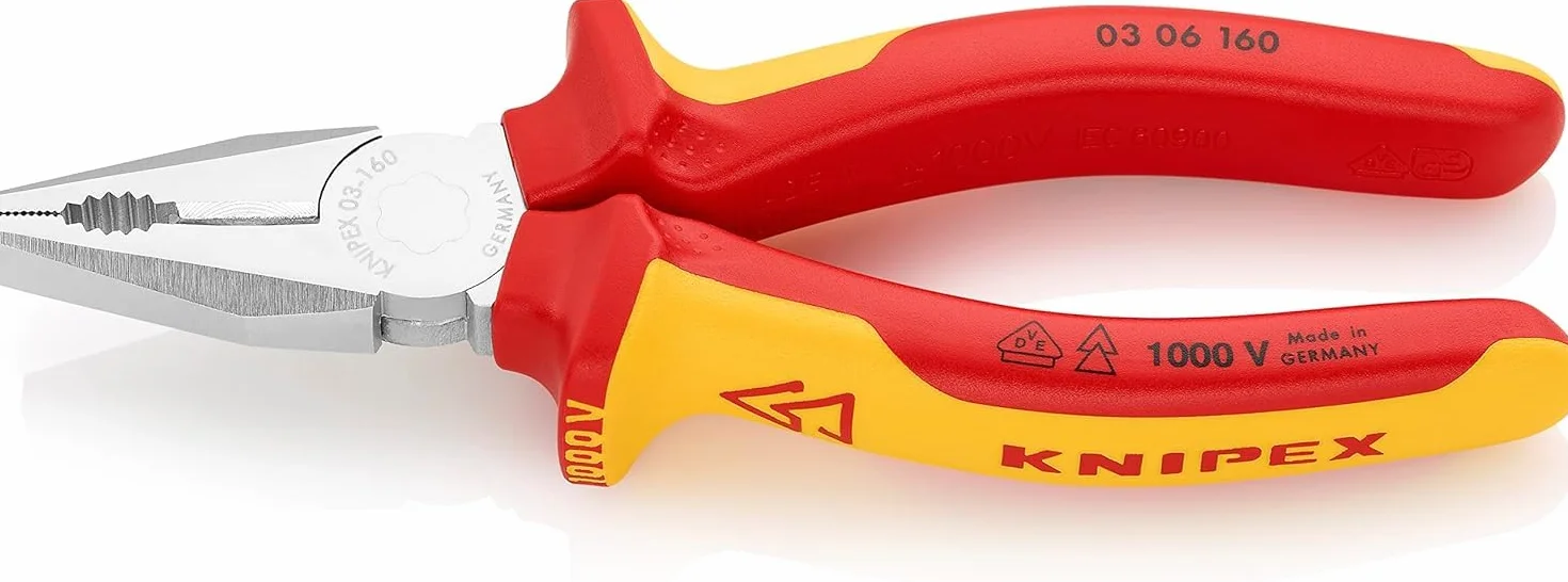 KNIPEX Szczypce uniwersalne chromowany z wielokomponentowymi osłonkami, izolowane wg VDE 160 mm, 03 06 160