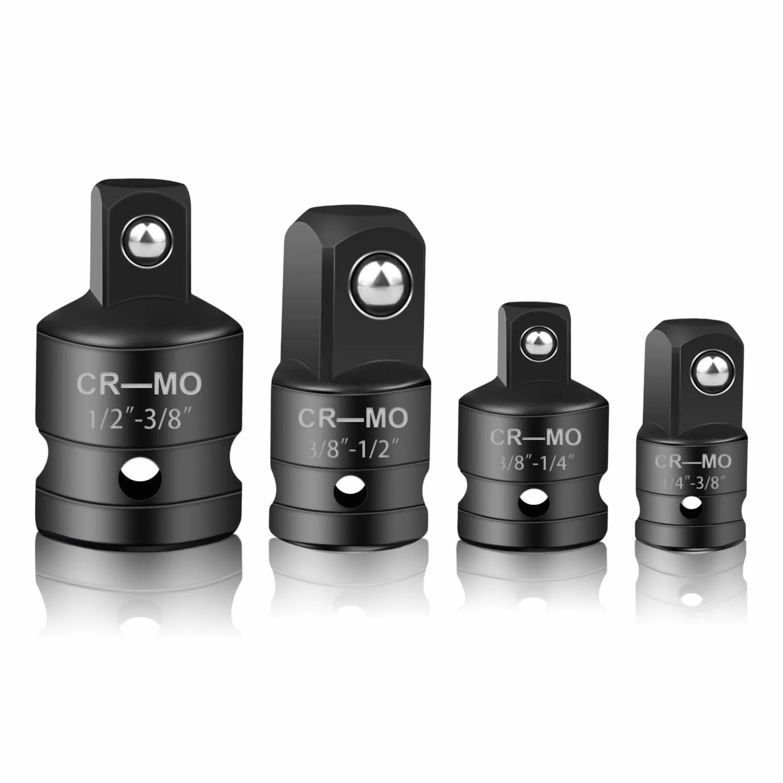 Zestaw adapterów nasadowych, 4 adaptery do kluczy nasadowych 1/2" na 3/8", 3/8" na 1/2", 3/8" na 1/4", 1/4" na 3/8" do kluczy nasadowych