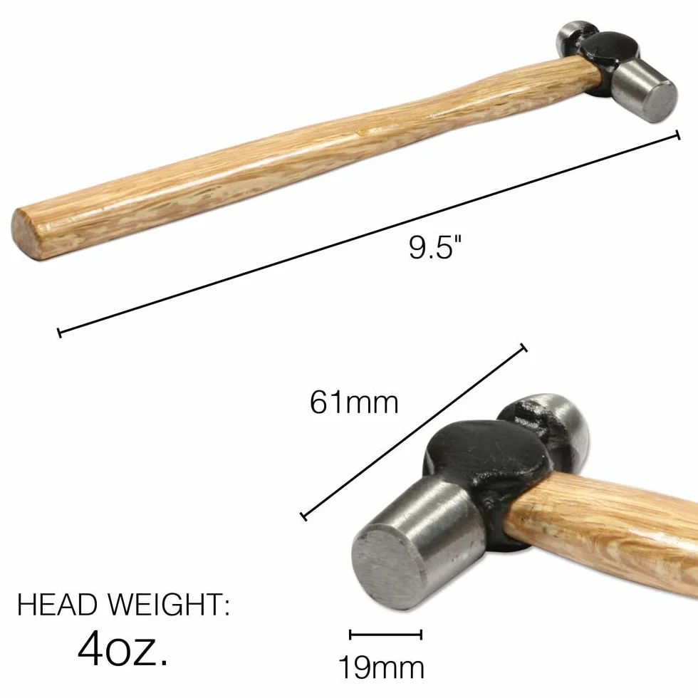 The Beadsmith Vintaj młotek kulowy, 23 cm, 61 mm stalowa głowica i drewniany uchwyt, narzędzie do produkcji biżuterii 113 ml