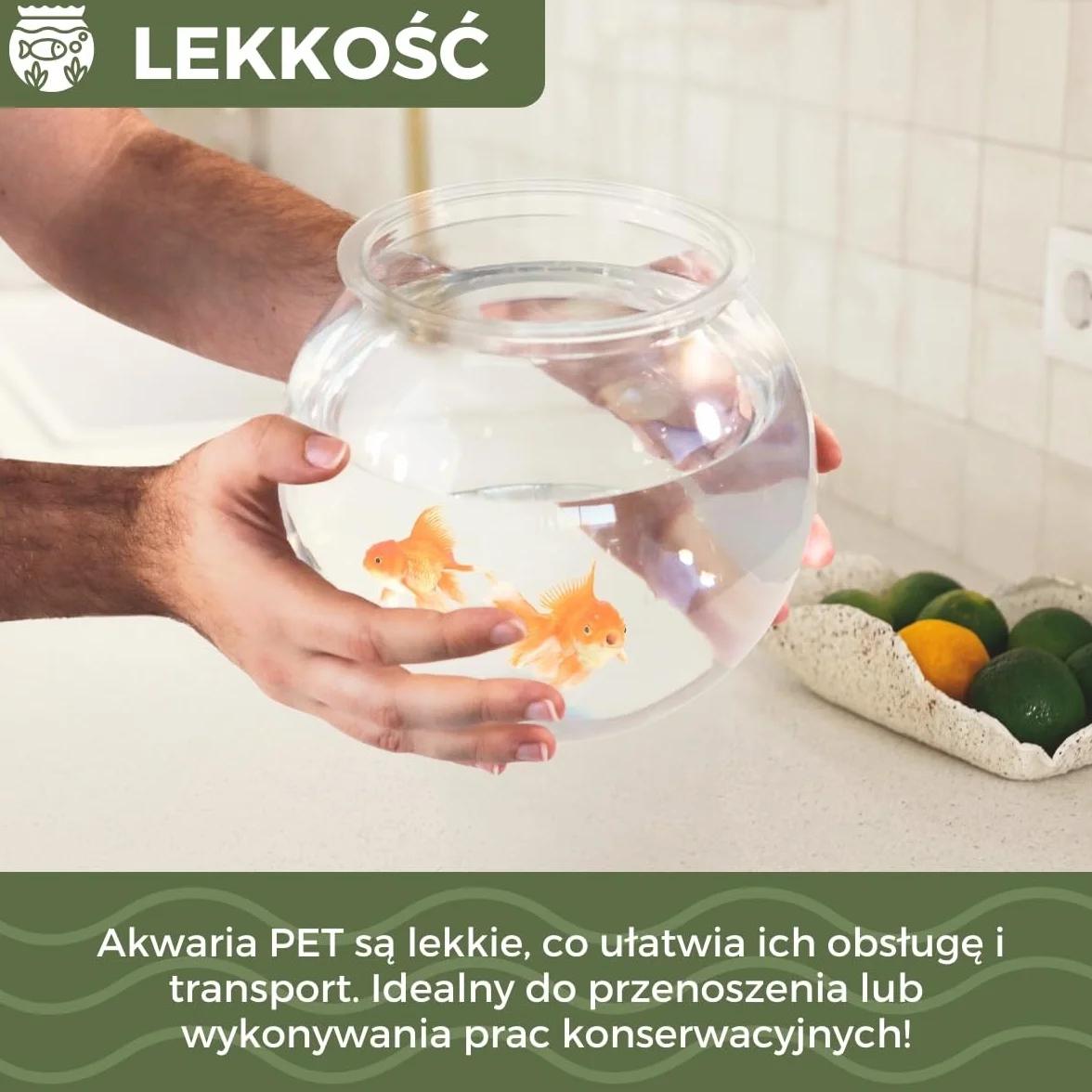 Mobiclinic® pets, Mał okrągł akwarium, Nemo, 4 litry, Plastik pet eco, Przezroczysty design, 20x20x17, 5cm, Łatwe do czyszczenia, Wytrzymałe, Idealne dekoracji domowej, Rośliny wodne