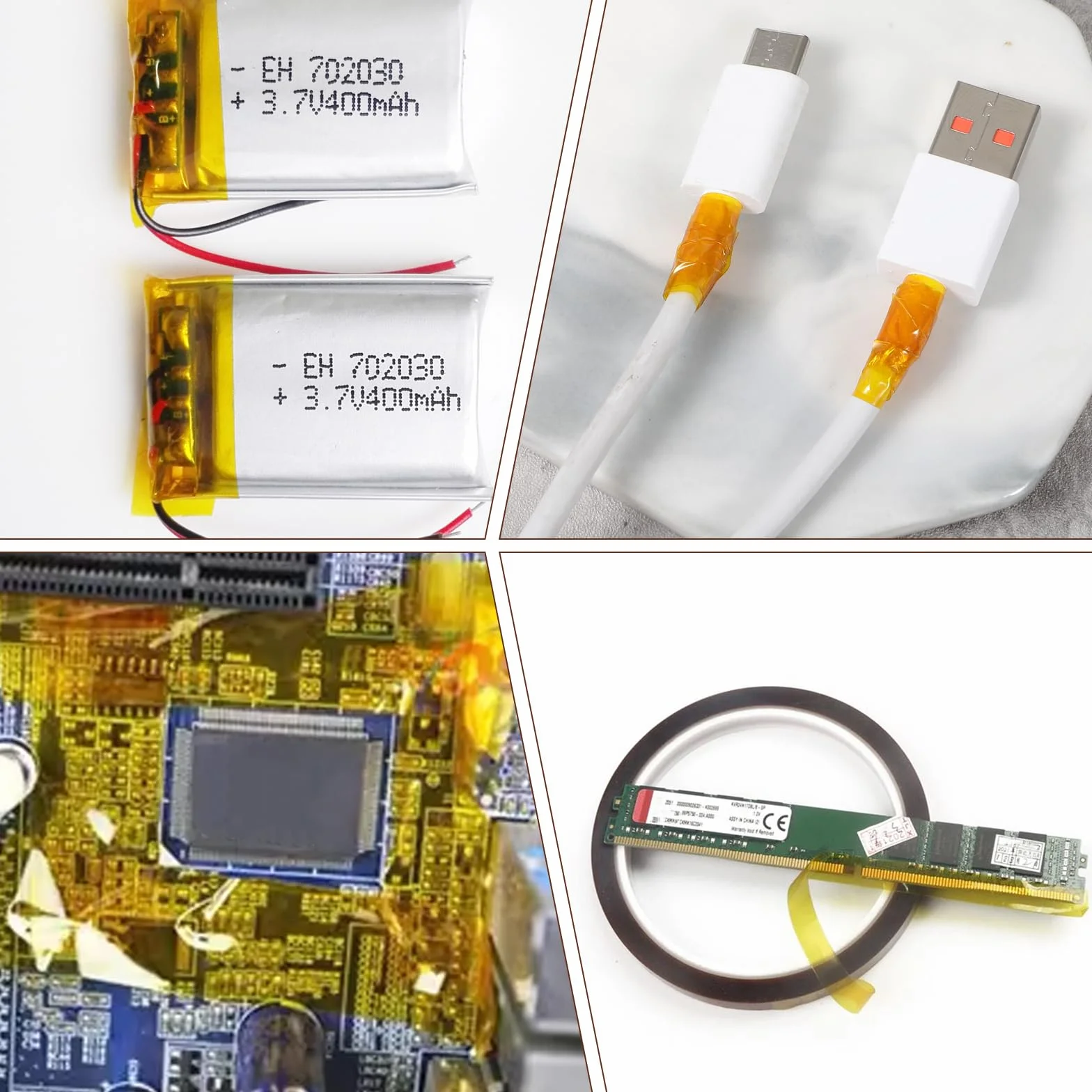 4 rolki taśmy klejącej odpornej na wysokie temperatury, 12 mm x 33 m, odporna na wysokie temperatury, do stosowania w elektronice, płytkach drukowanych, termotransfer, do przykrywania i