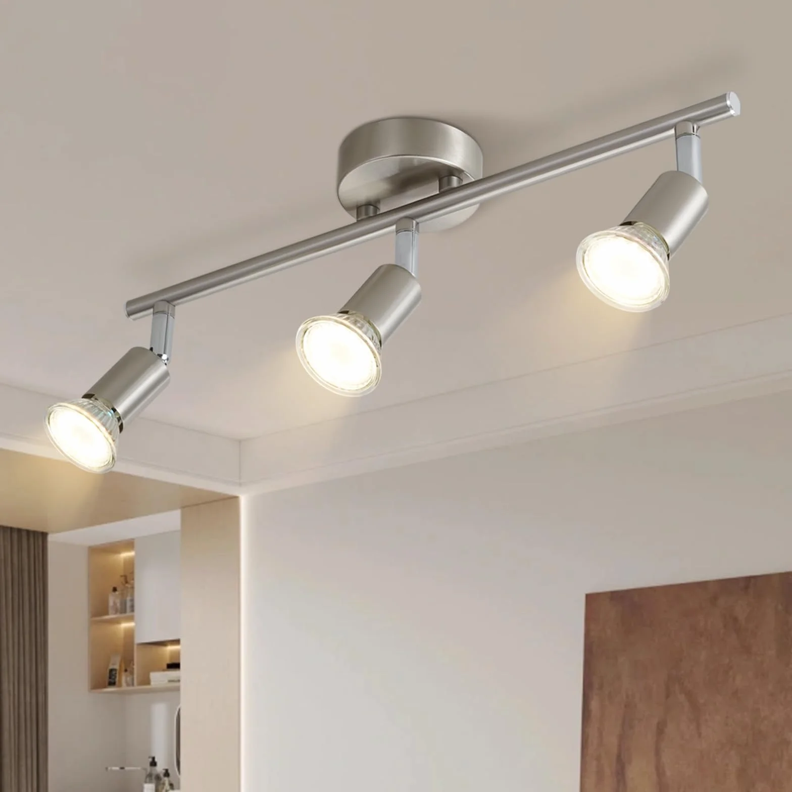 Lampa sufitowa LED 3-płomieniowe reflektory sufitowe GU10 Obrotowa 330°Przemysłowa lampa sypialnia Jadalnia bez żarówek