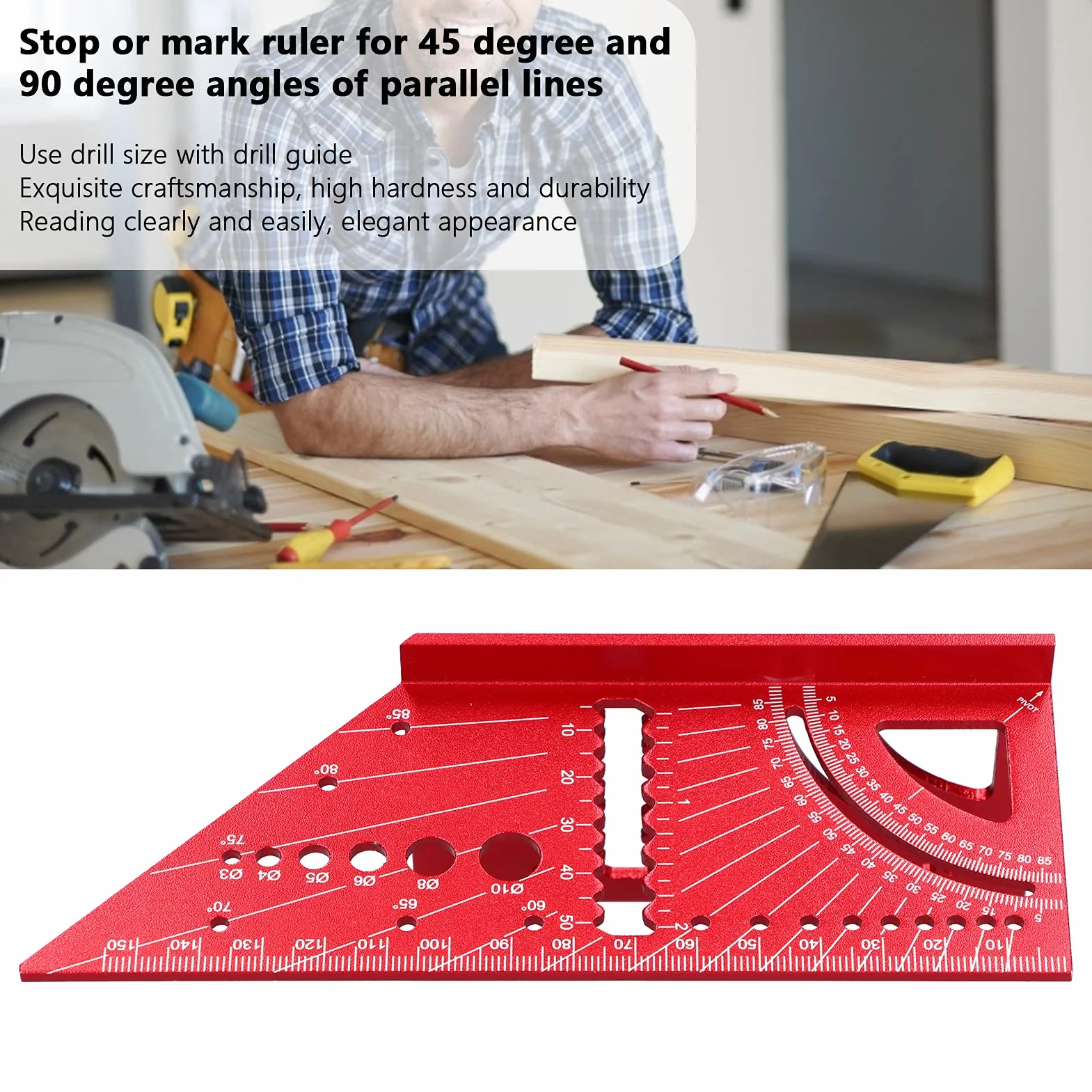 Kątownik kątowy 3D ze stopu aluminium, do obróbki drewna, kwadratowa linijka pomiarowa, 45°, linijka 90°, narzędzie do pomiaru fazowania, do obróbki drewna, pomiar kąta