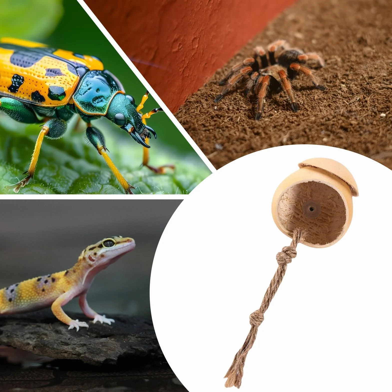 Terrarium Dla Skakunów, Ręcznie Robiona Klatka dla Skaczących Pająków z Przyssawką, Dekoracyjne Terrarium W Kształcie Tykwy Akcesoria Dla Jaszczurek I Żab