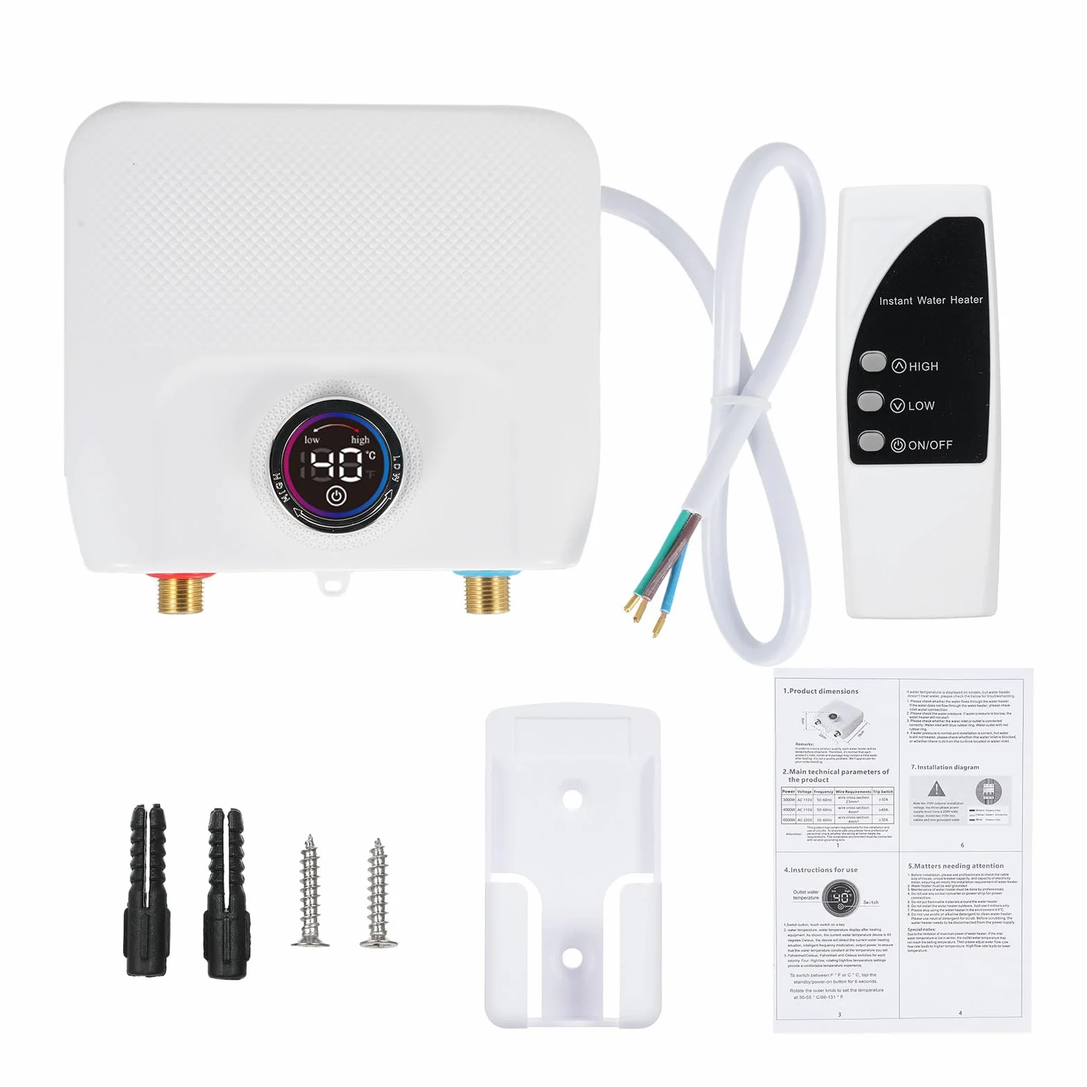 Weytoll natychmiastowy elektryczny podgrzewacz wody 6500W 220V Mini bezzbiornikowy