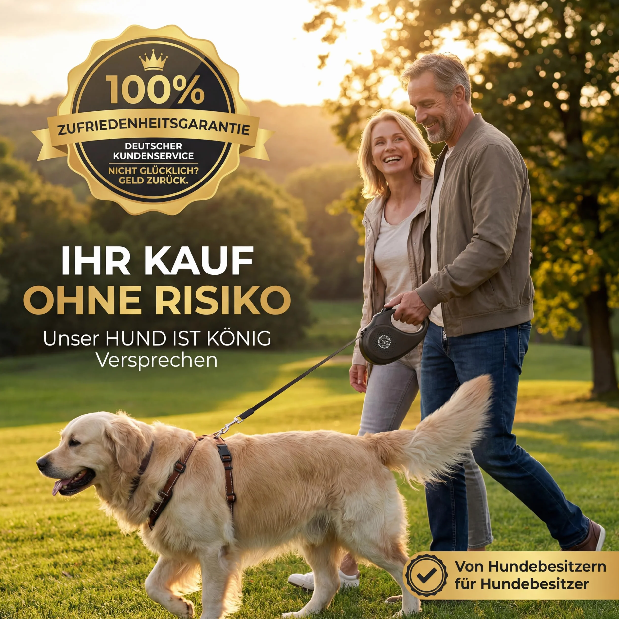 HUND IST KÖNIG rolowana smycz dla psa 8m dla małych i dużych psów | Wysokiej jakości smycz dla psa wysuwana z wygodnym uchwytem | Wytrzymała smycz wysuwanąca się | do 50kg