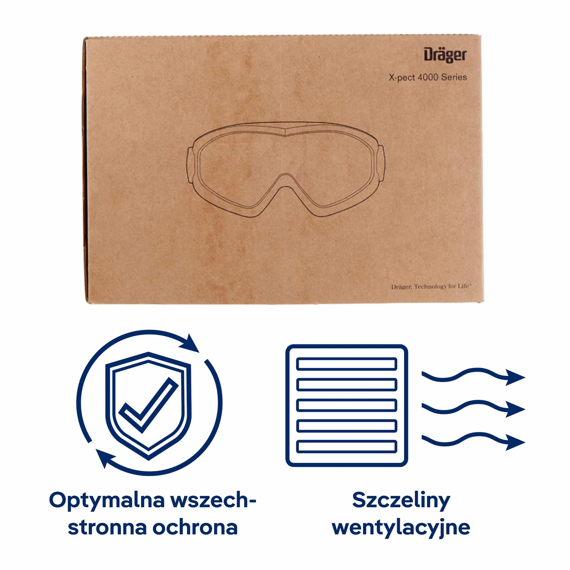 Dräger X-pect 4200 okulary ochronne pełnoekranowe poliwęglanowe czarne