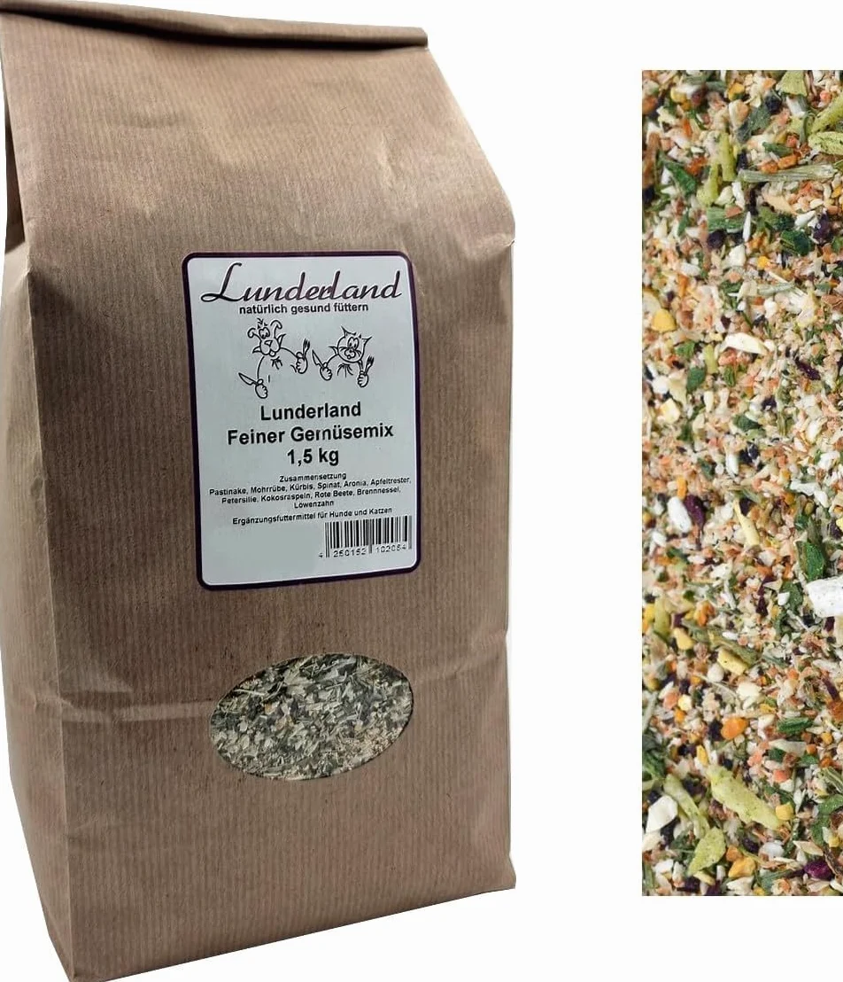 Lunderland Delikatna mieszanka warzyw 1,5 kg karma uzupełniająca dla psów i kotów bez zbóż