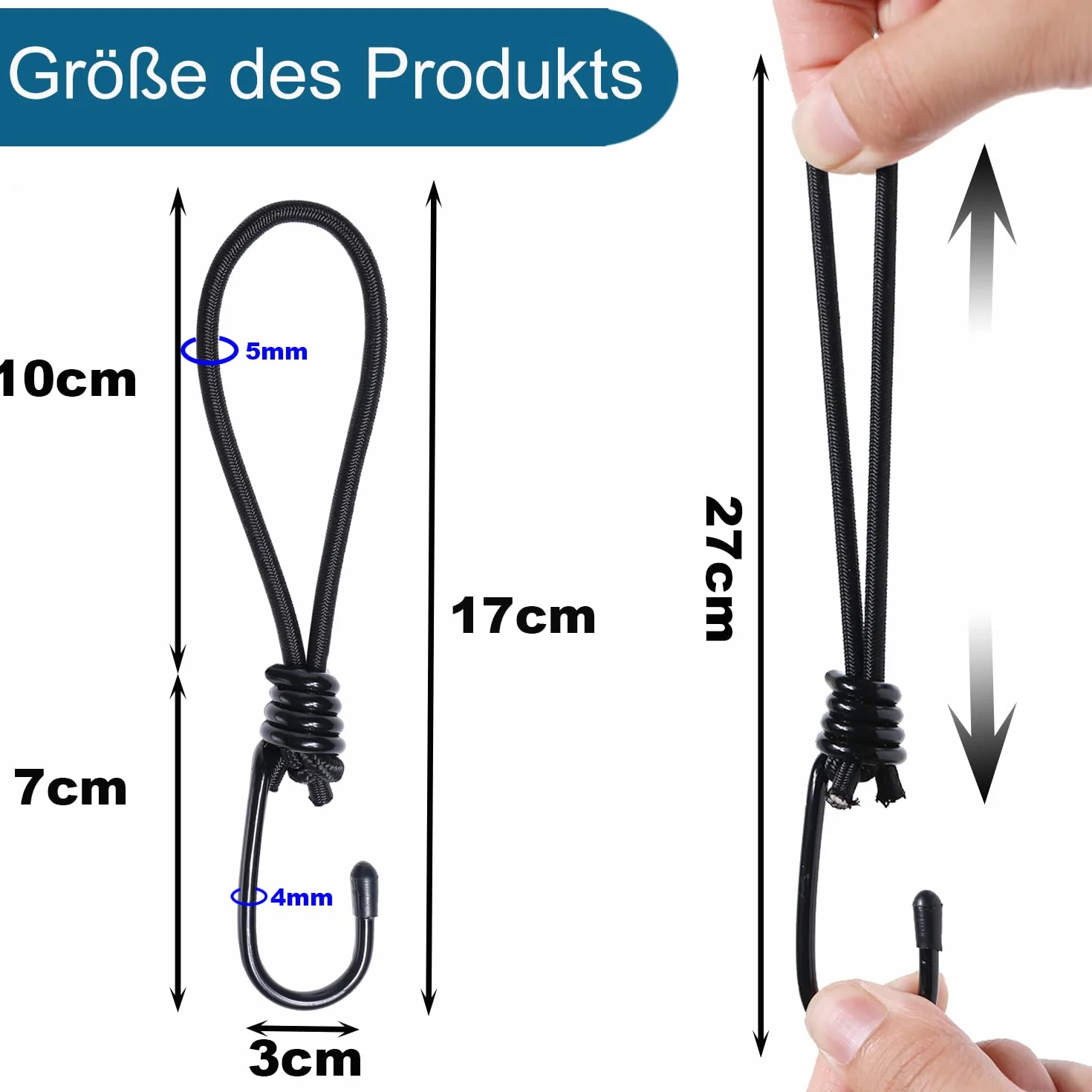 Zestaw 12 gumek napinających z hakami – 17 cm ekspander z hakami – napinacz plandeki z hakami spiralnymi – gumowy napinacz haków ekspanderowych do plandek, namiotu, siatki, banerów, trampolin