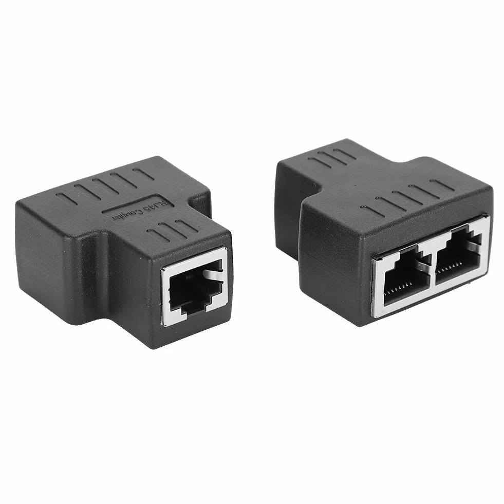 Przełączniki, 2 szt. adapter kabla Ethernet 1 cal 2-out RJ45 żeński interfejs LAN złącze przedłużacz kabla rozdzielacz do przewodu internetowego