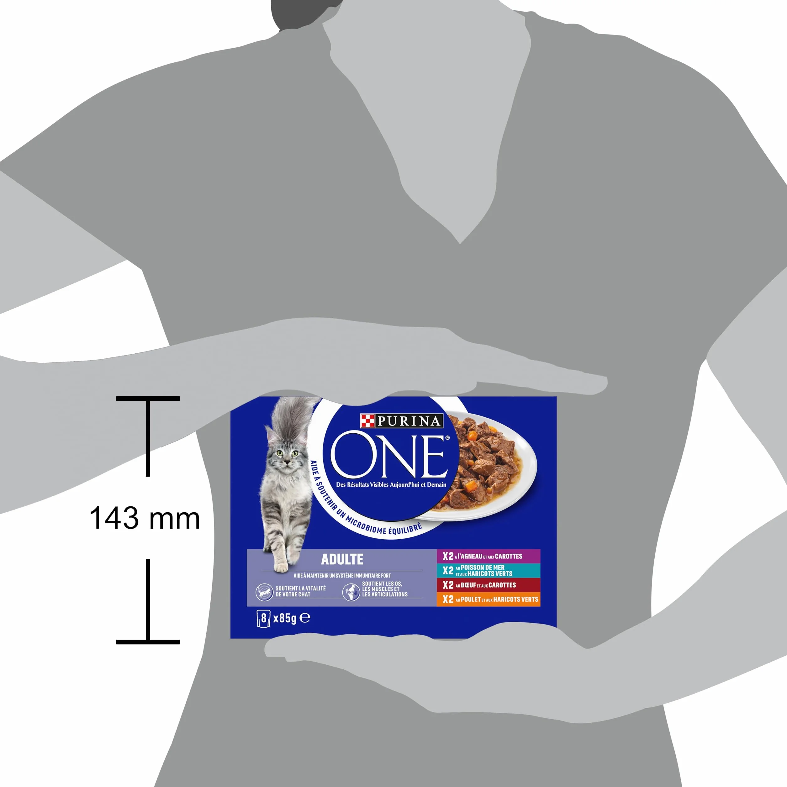 PURINA ONE Dorosły kot w sosie z kurczaka, wołowina, jagnięcina, ryba morska 8 x 85 g - saszetki na posiłki dla dorosłych kotów