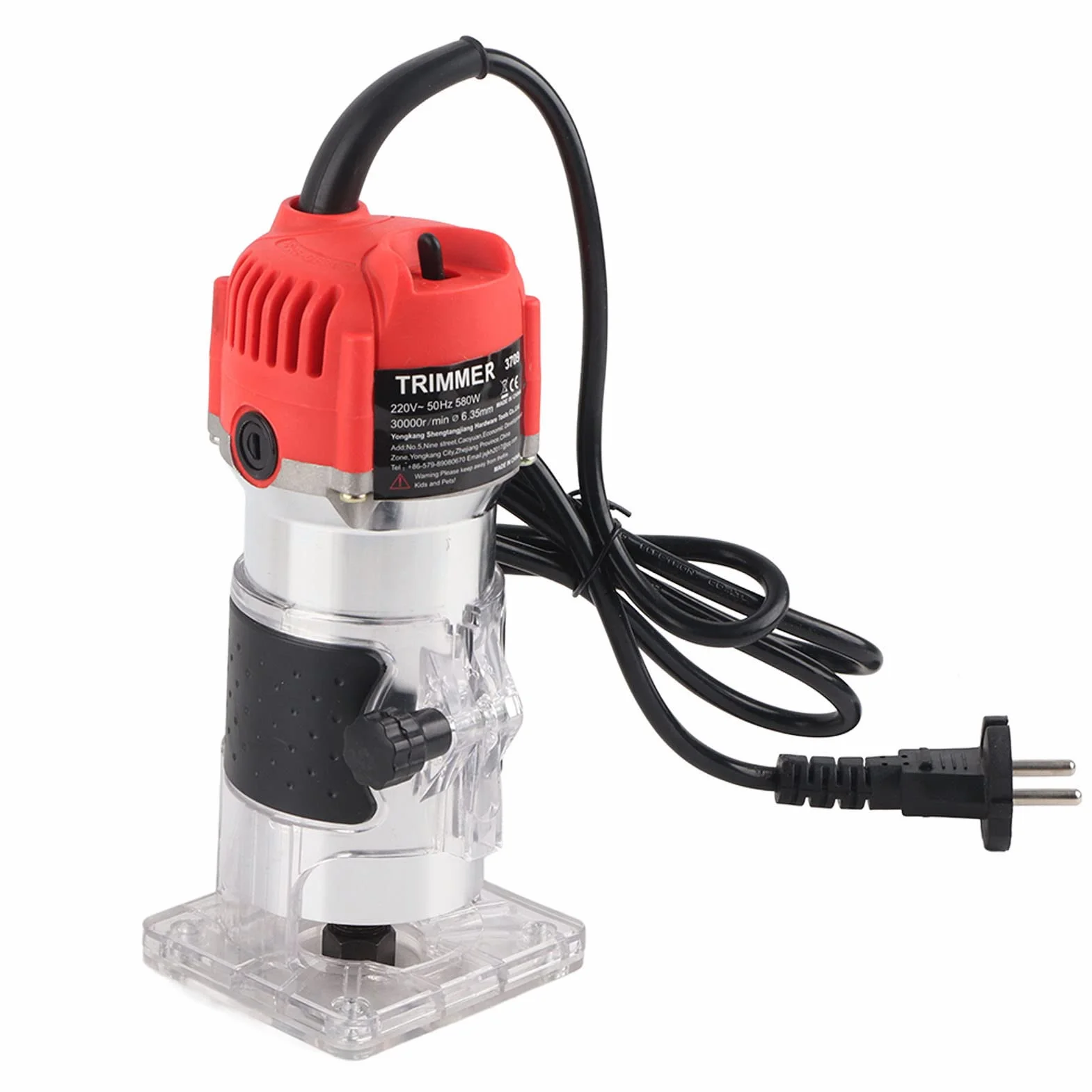 Elektryczny trymer ręczny, przycinanie 6,35 mm 580 W 220 V Frezarka do drewna do wykańczania powierzchni cięcia krzywych