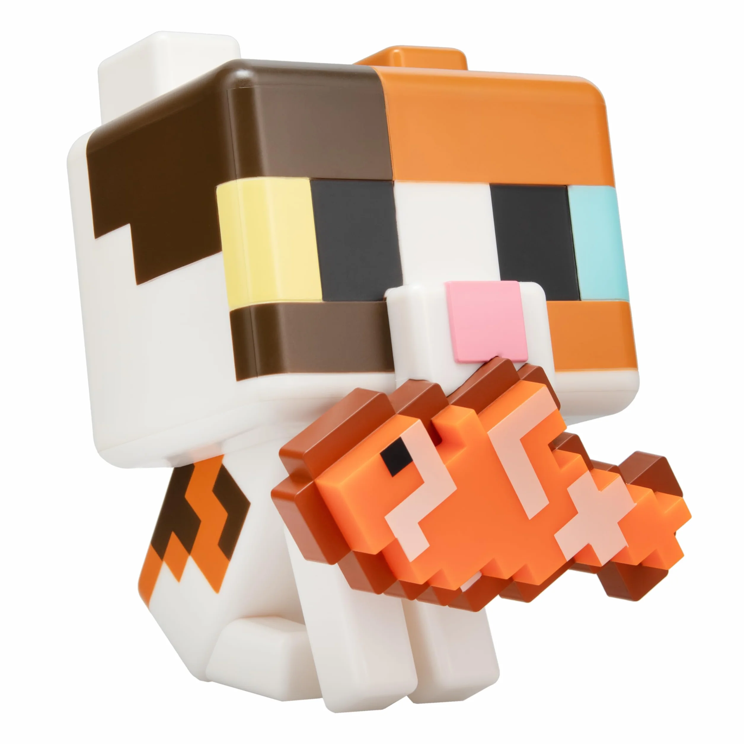 Paladone Minecraft Cat GloBuddies Light, lampa typu tap-to-on, 15 cm, z podświetlaną rybą, zasilana baterią AA, oficjalna licencja