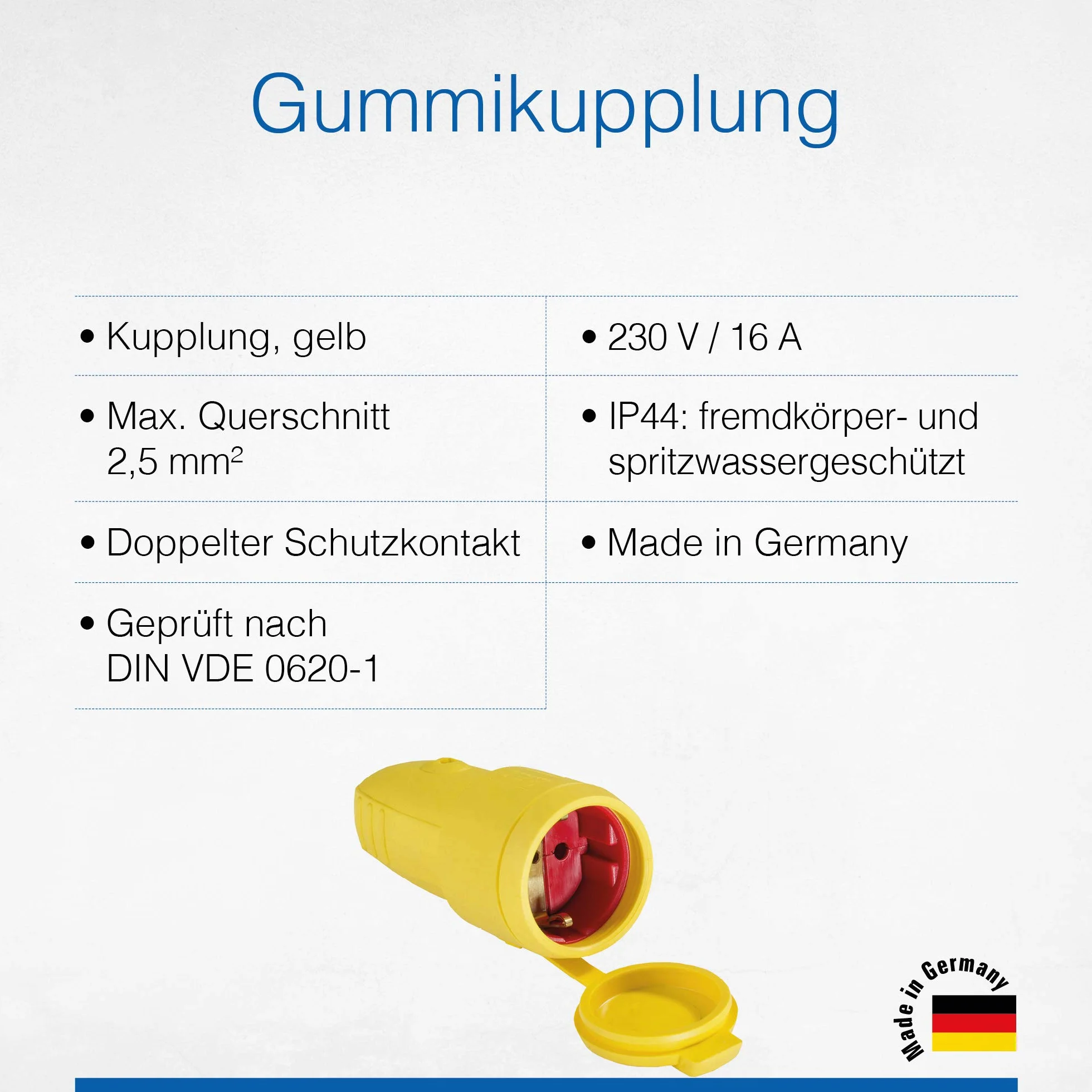 as - Schwabe 62413 Gumowe Sprzęgło Bez Kabla, IP44, 230 V/16 A, Żółty